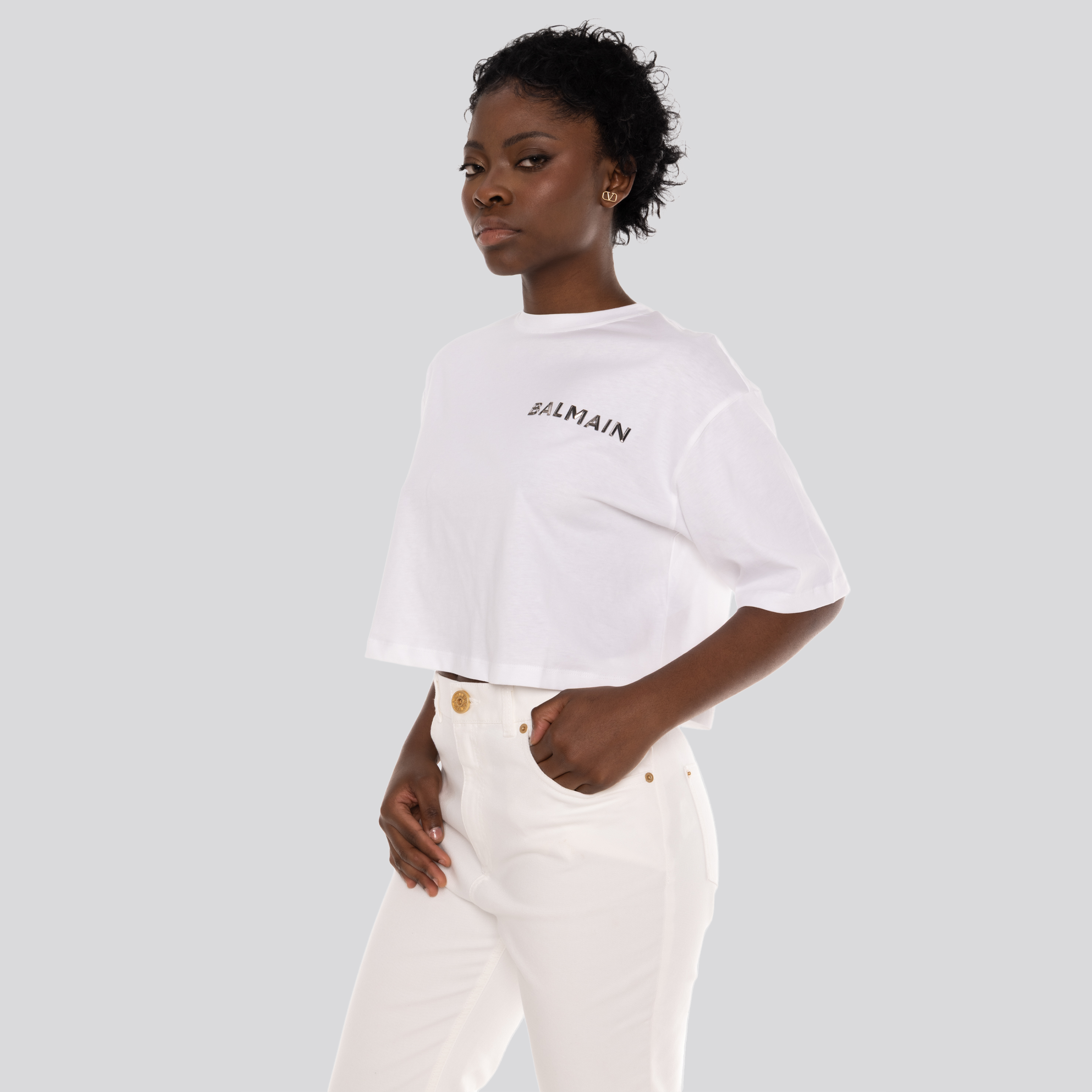 Camiseta Blanca Balmain Logo