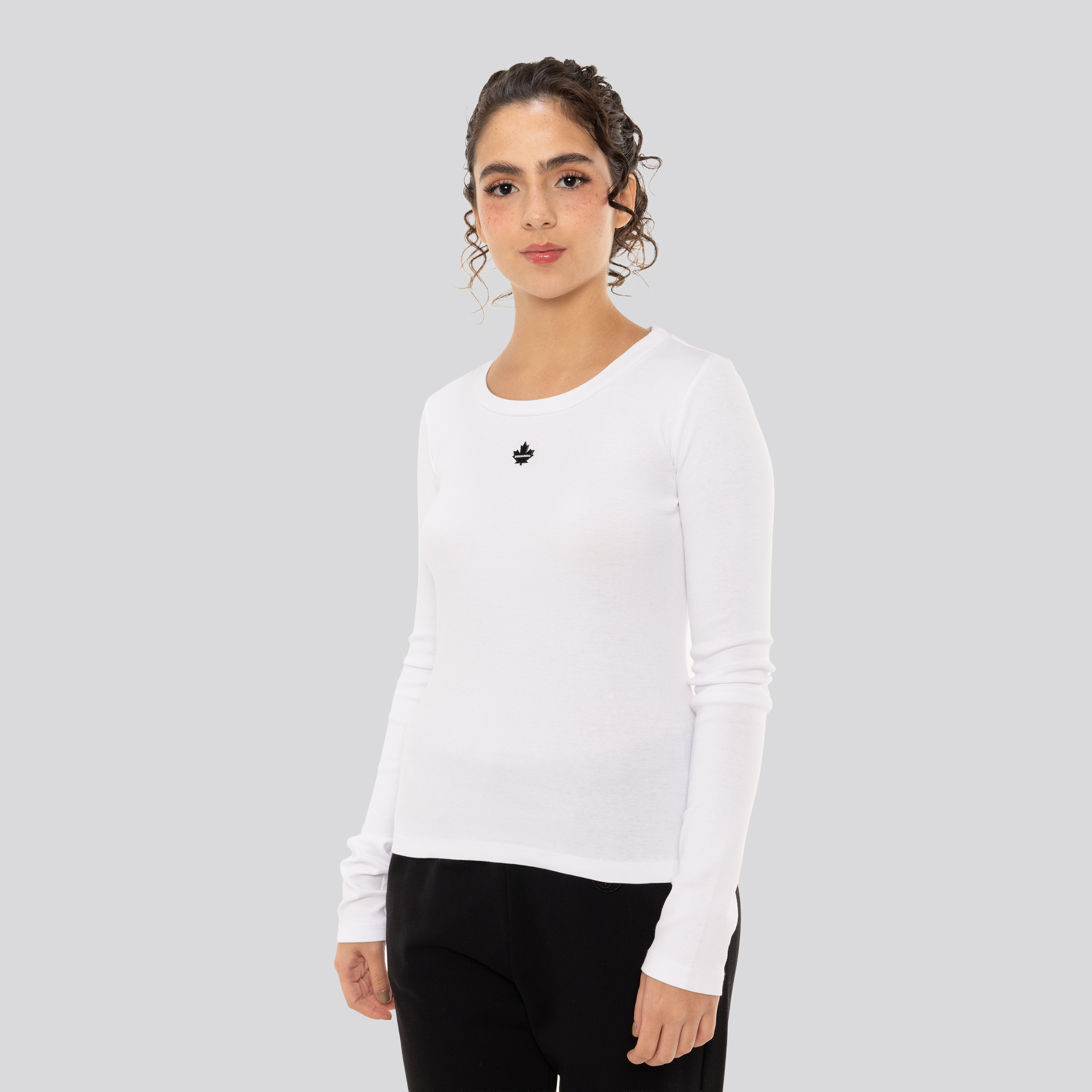 Top Blanco Dsquared2 Mini Leaf Long Sleeves