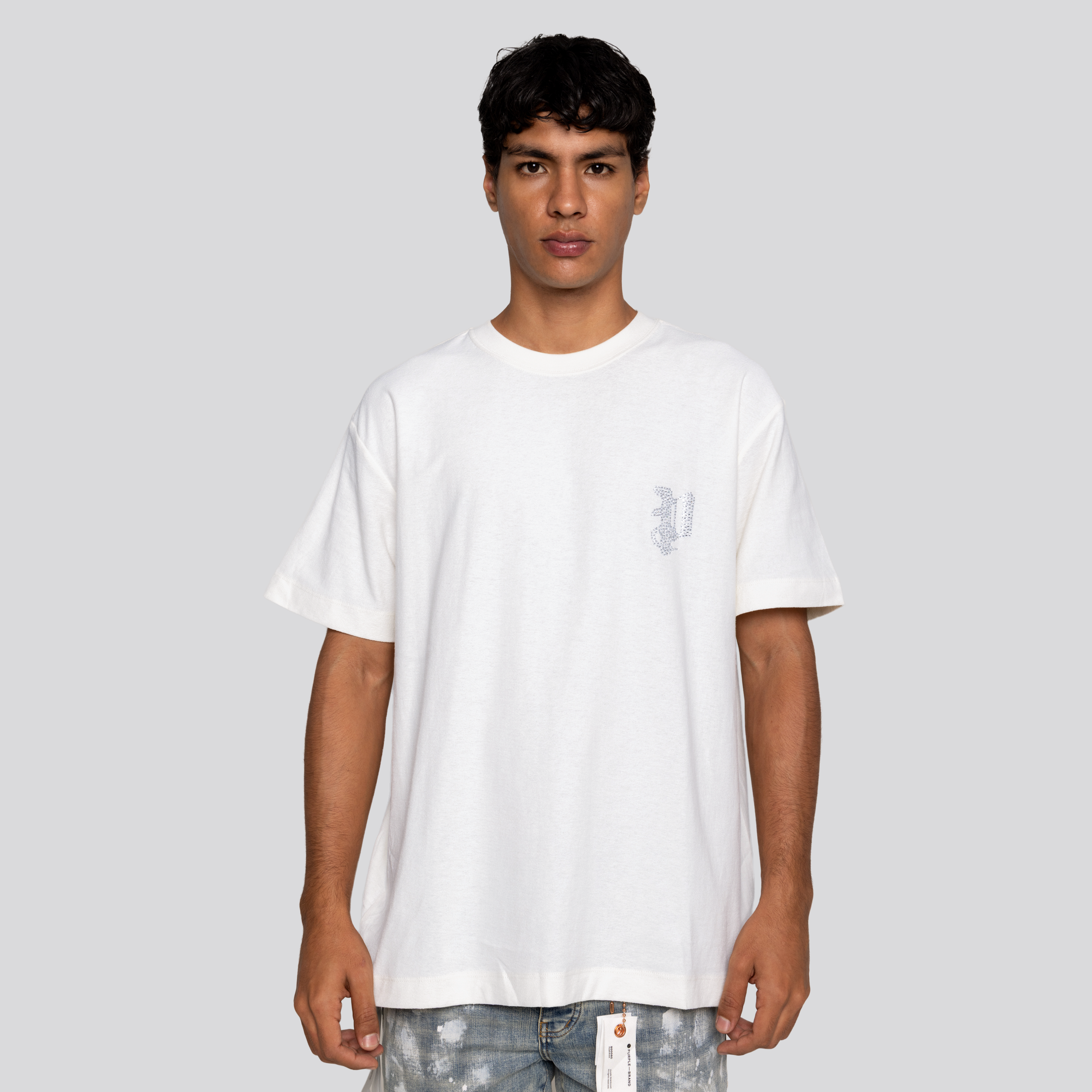 Camiseta Blanca PURPLE P Rhinestones