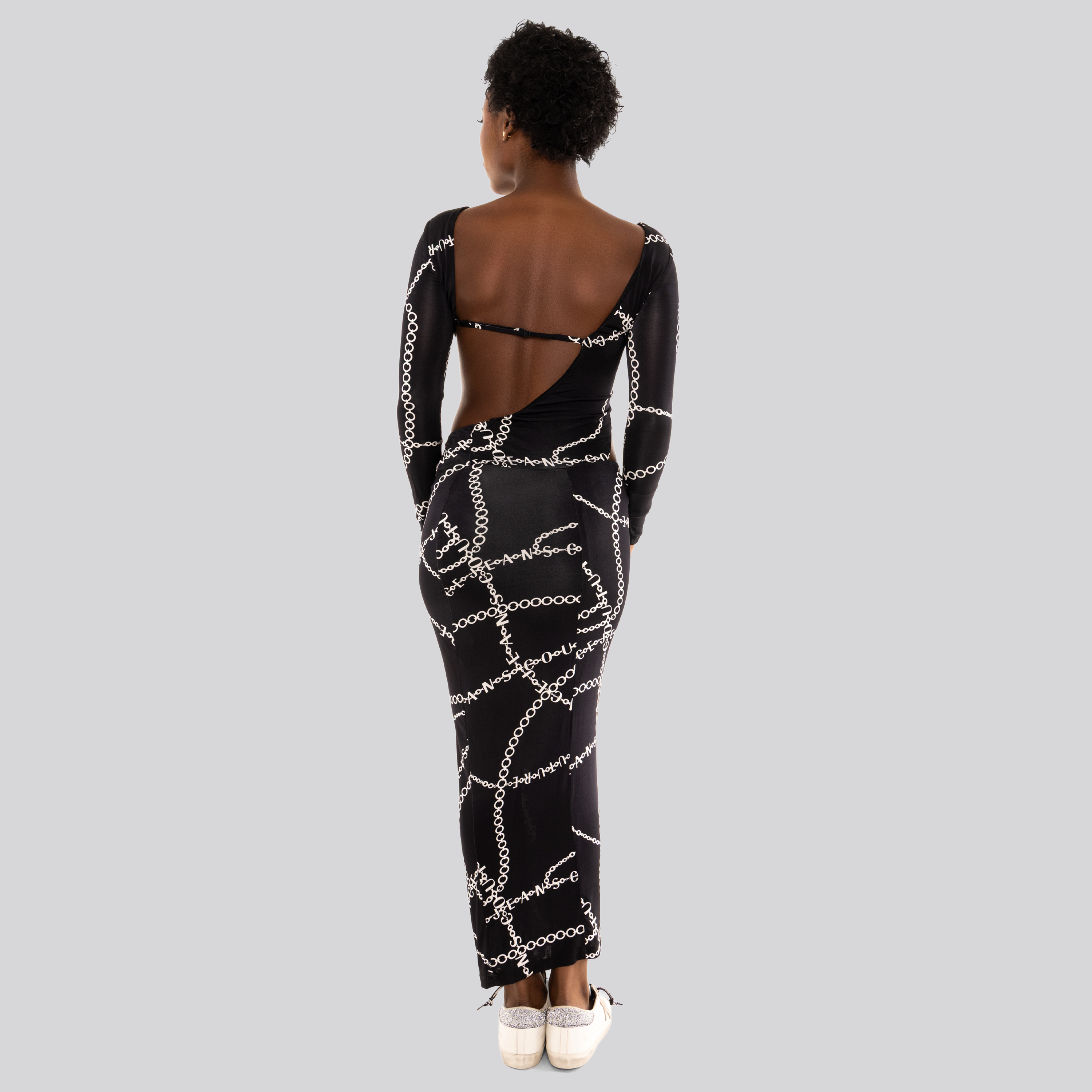Vestido Negro Versace Jeans Couture Chain