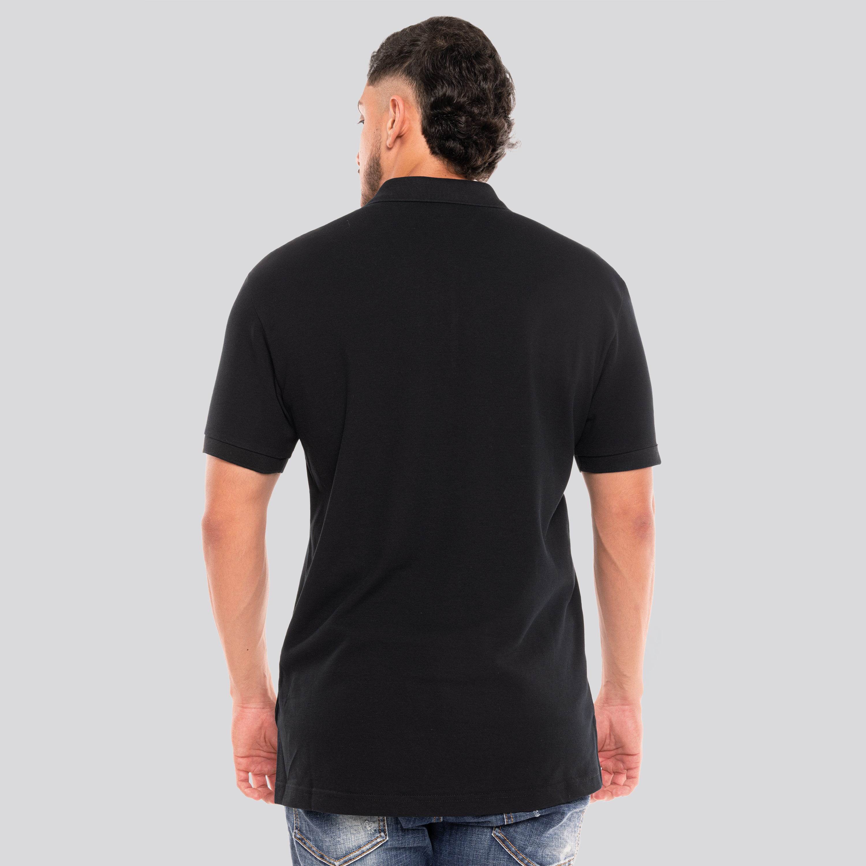 Camiseta Tipo Polo Negra Moschino Chest Logo