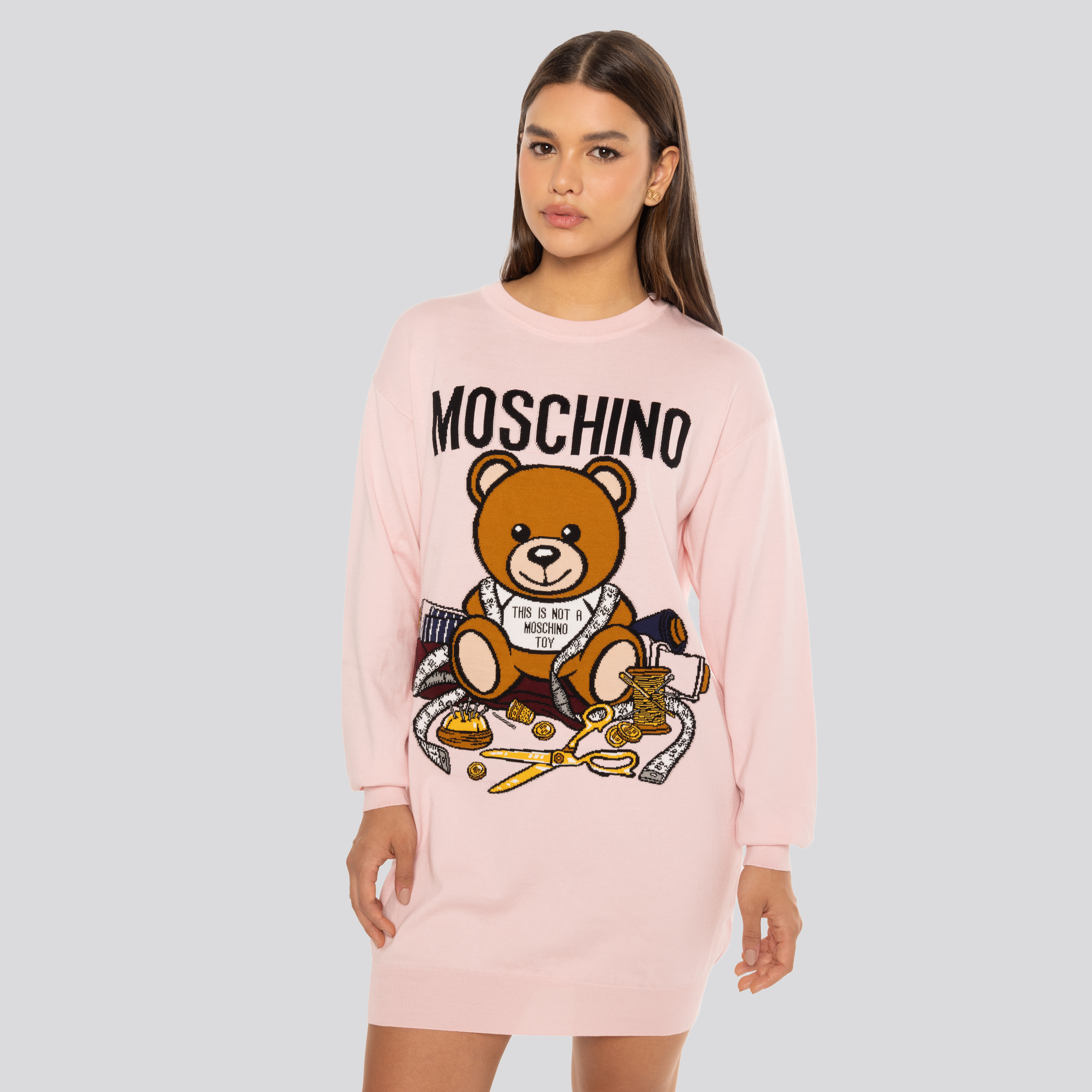 Vestido Rosado Moschino Teddy Long Sleeves