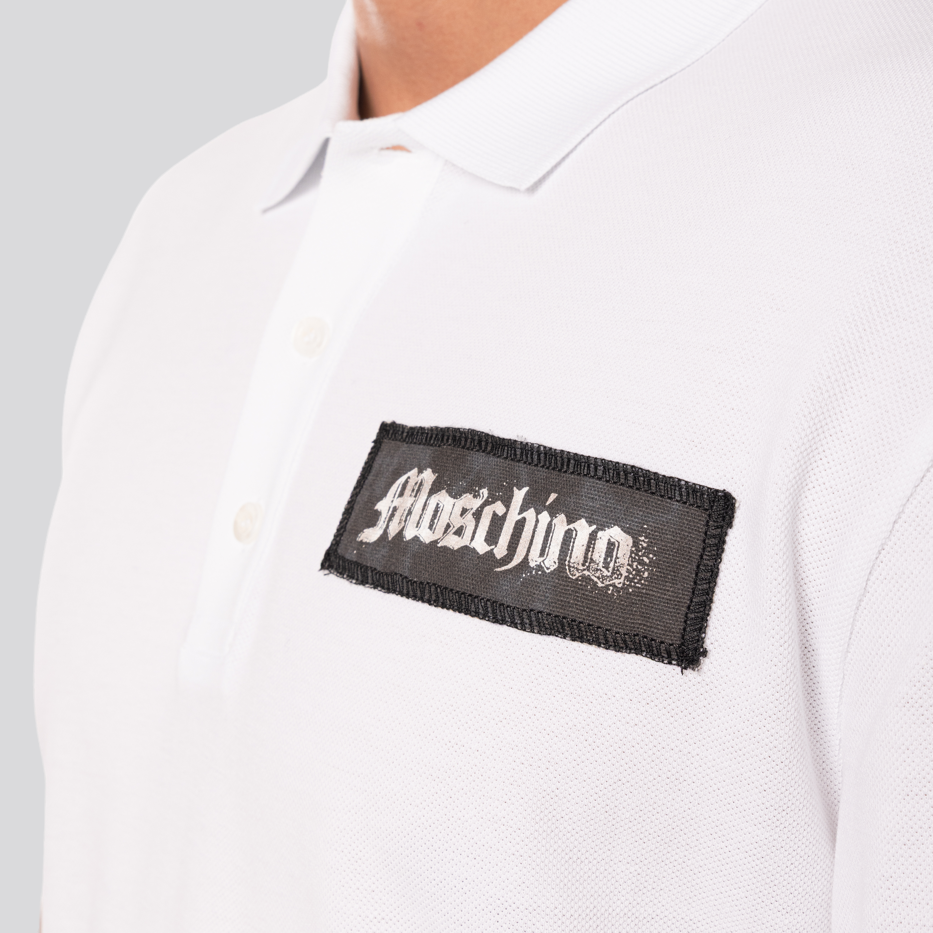 Camiseta Tipo Polo Blanca Moschino Chest Logo