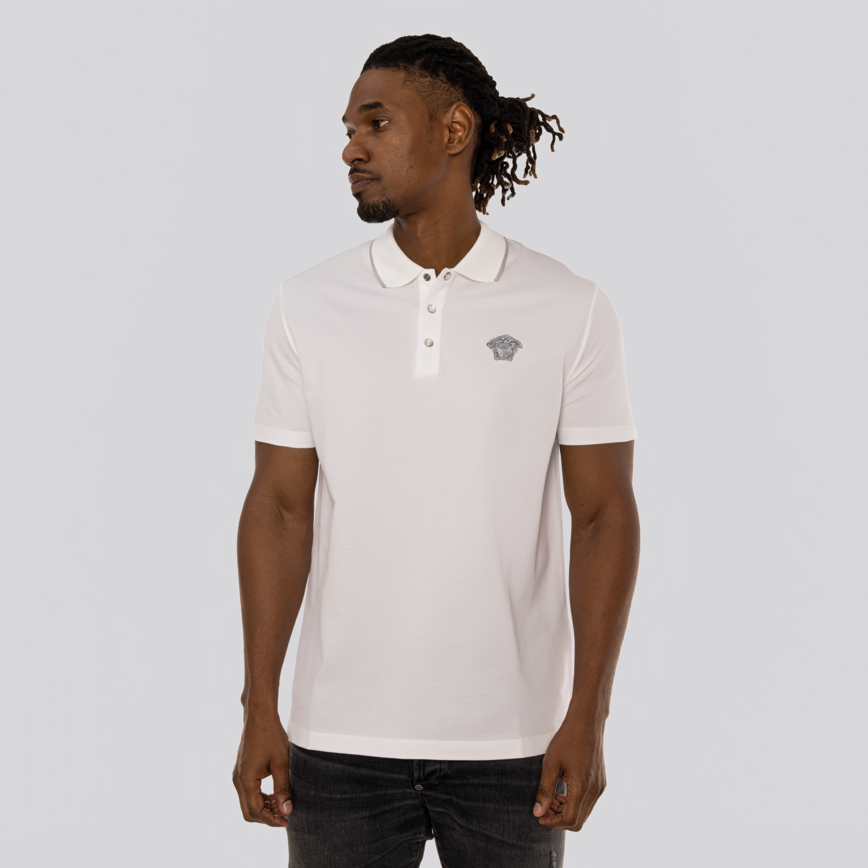 Camiseta Tipo Polo Blanca Versace Medusa