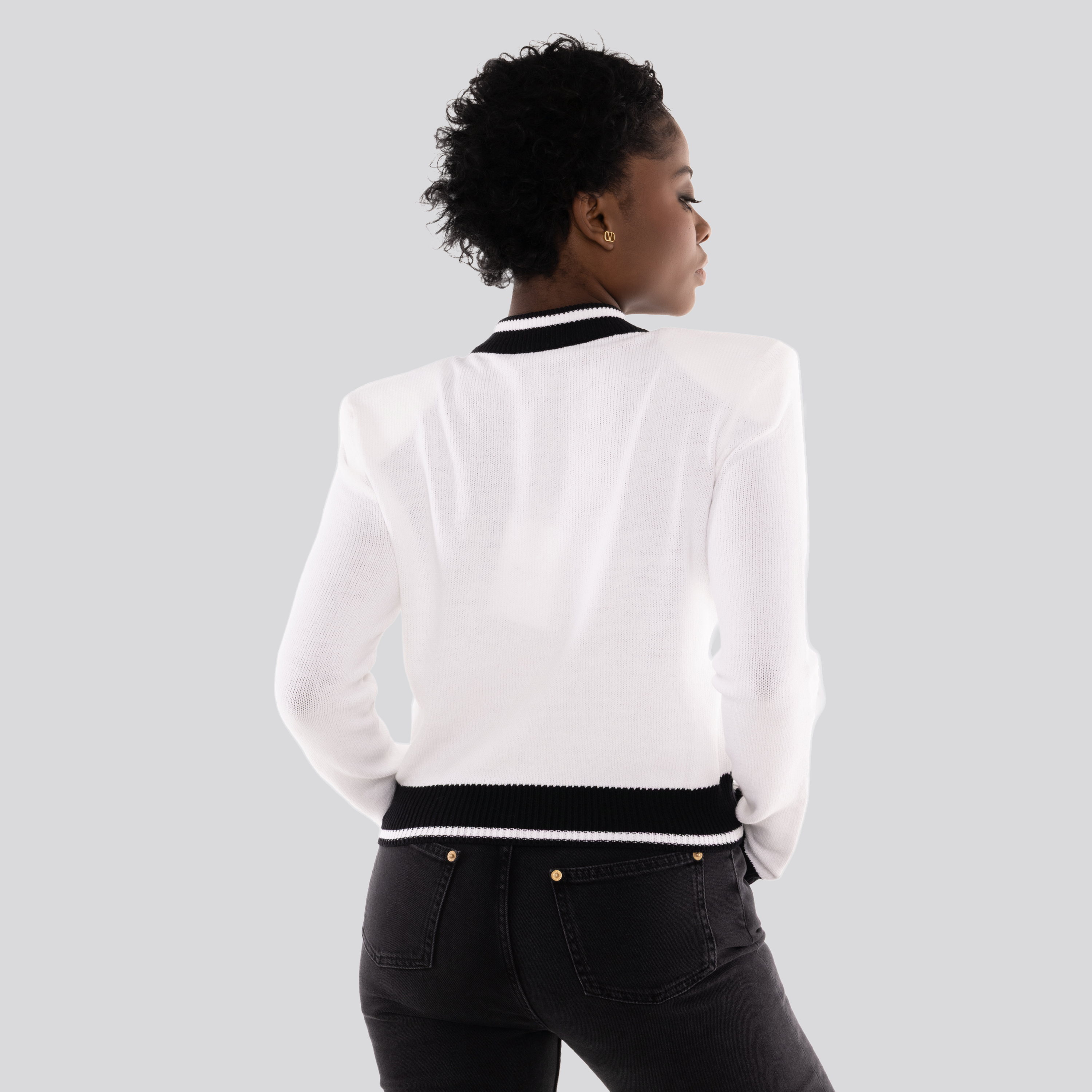 Buzo Blanco Balmain White Signature Buttoned Knit Cardigan