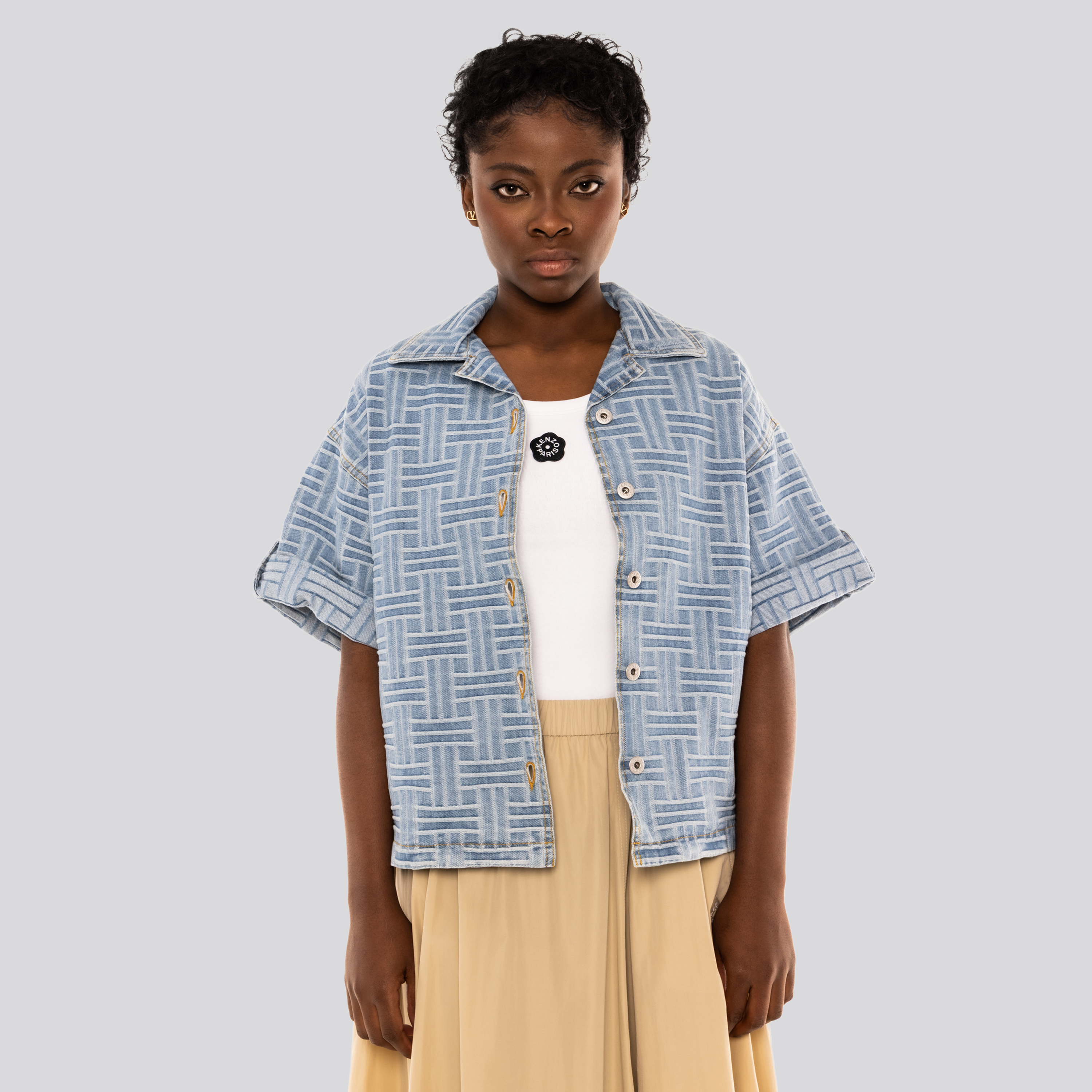 Camisa Denim Kenzo Weave