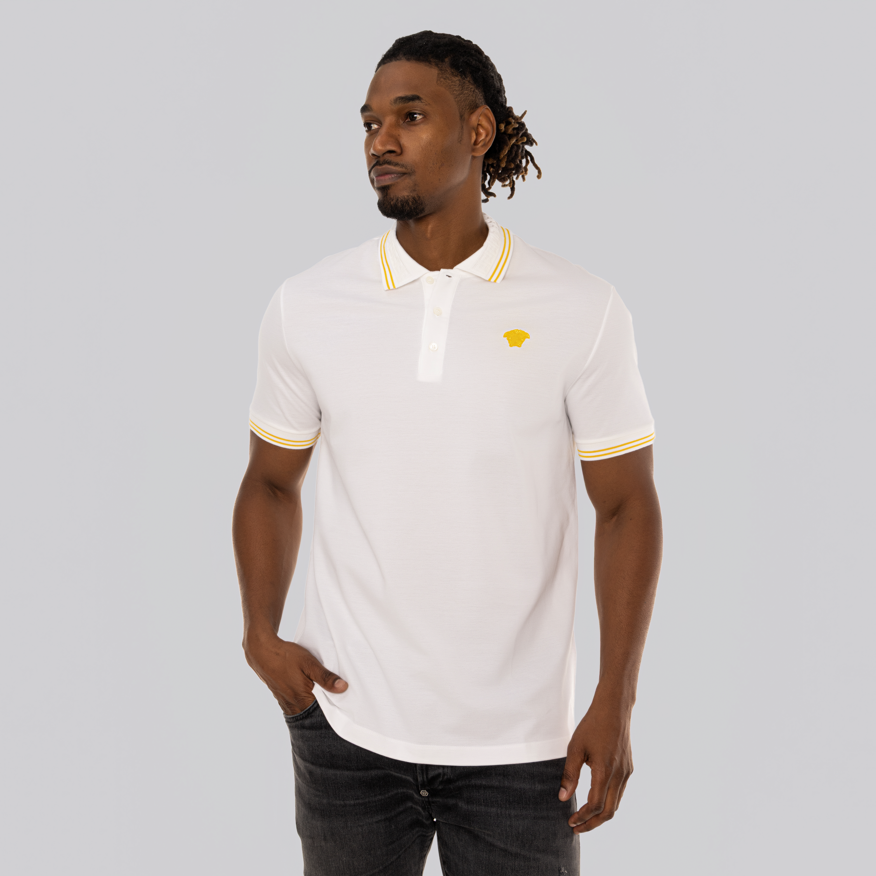 Camiseta Tipo Polo Negra Versace Medusa