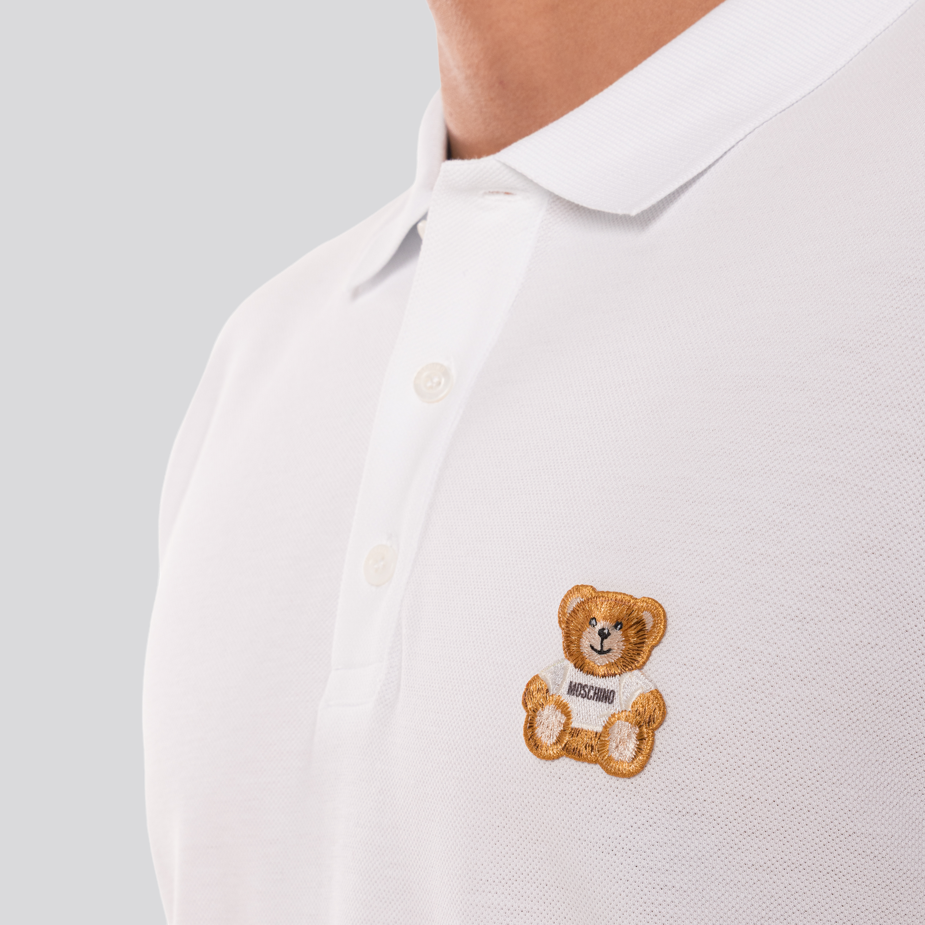 Camiseta Tipo Polo Blanca Moschino Teddy
