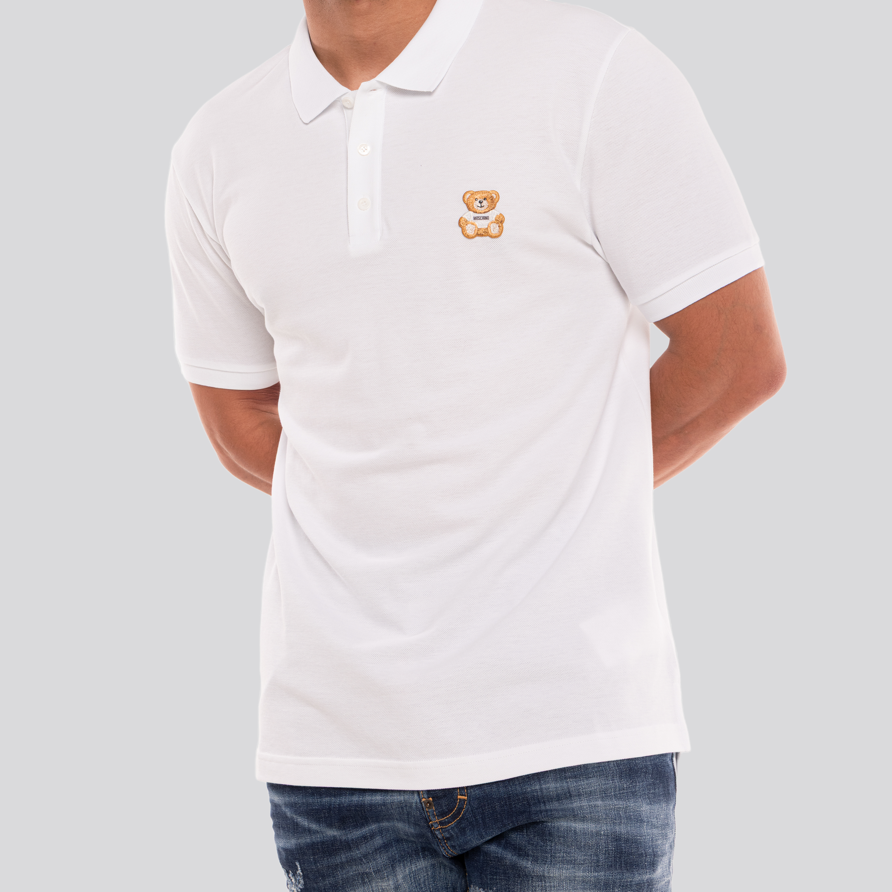 Camiseta Tipo Polo Blanca Moschino Teddy