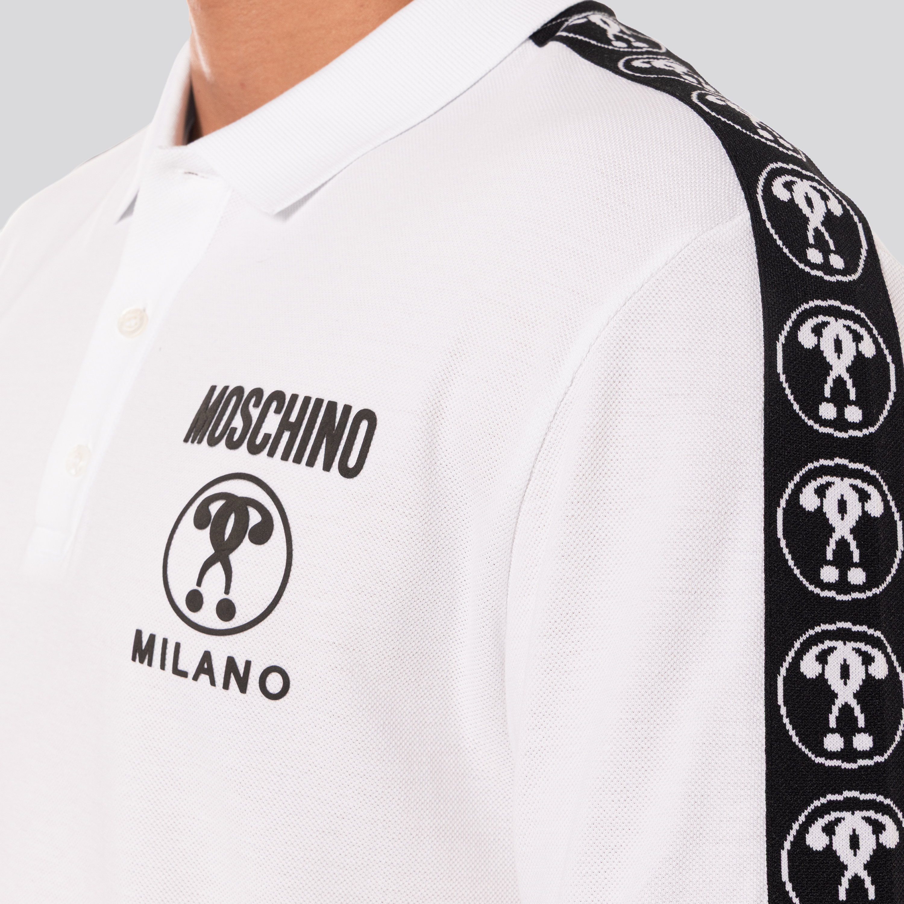 Camiseta Tipo Polo Blanca Moschino Side Logo