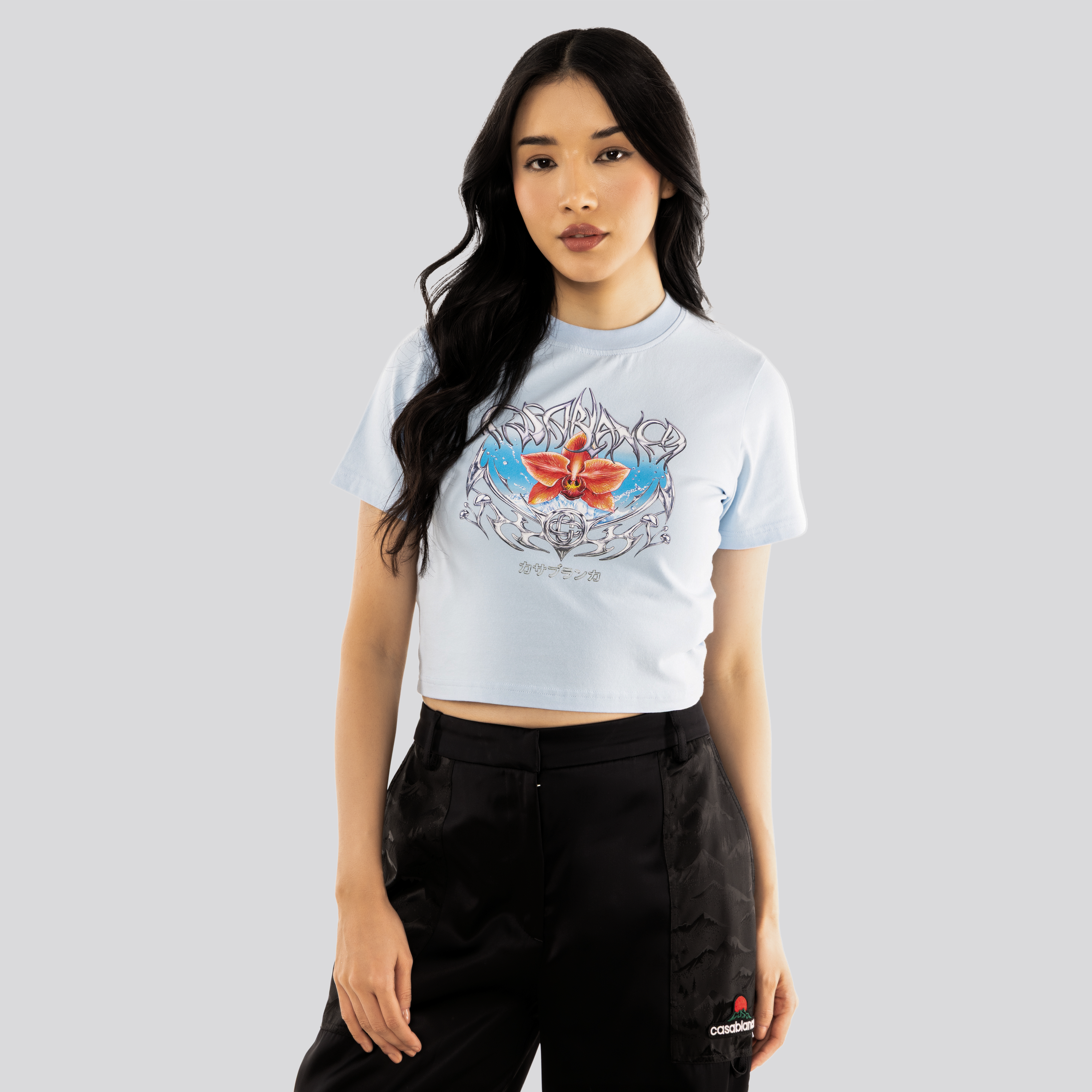 Camiseta Celeste Casablanca Blades Cropped