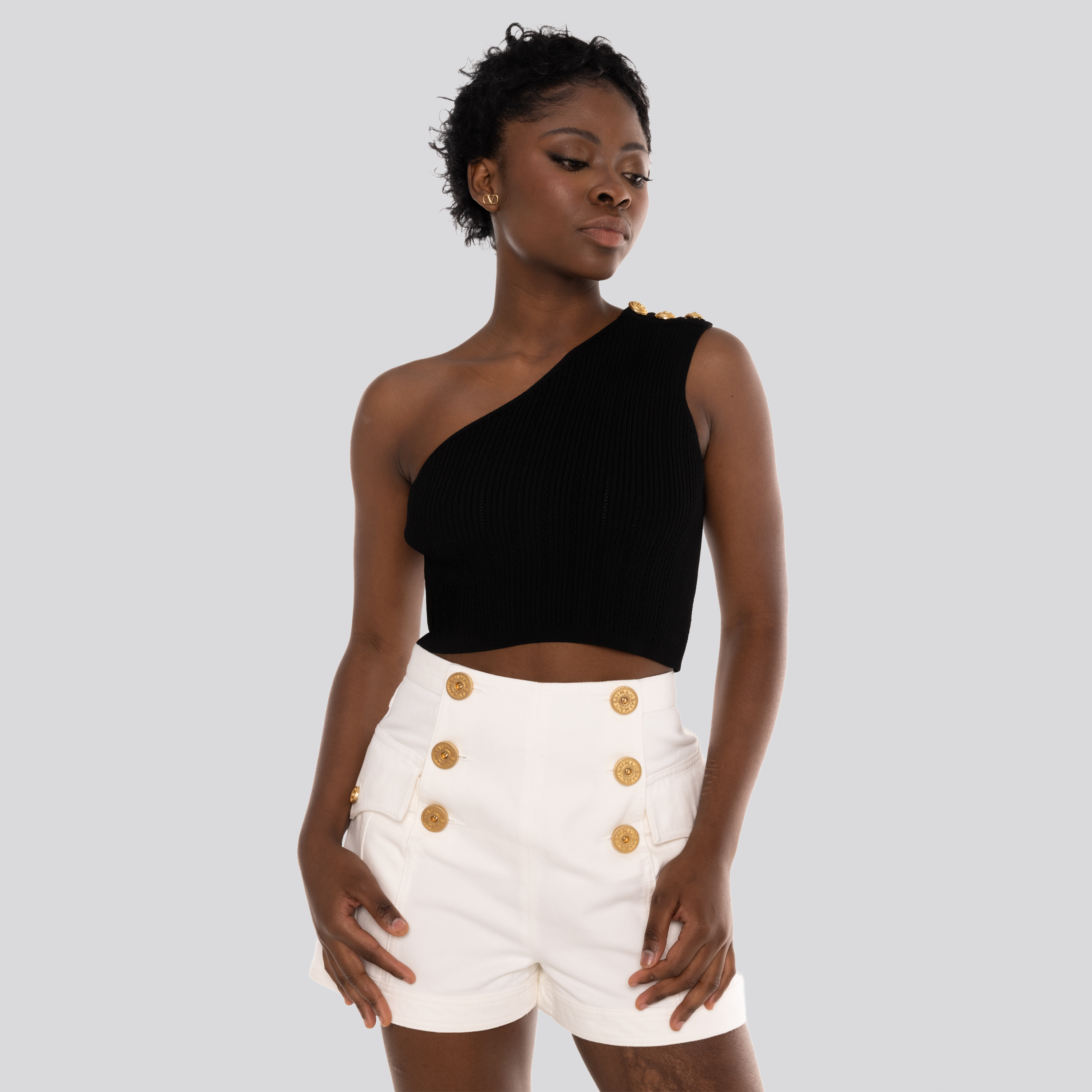 Top Negro Balmain 3 Btn Asymmetric