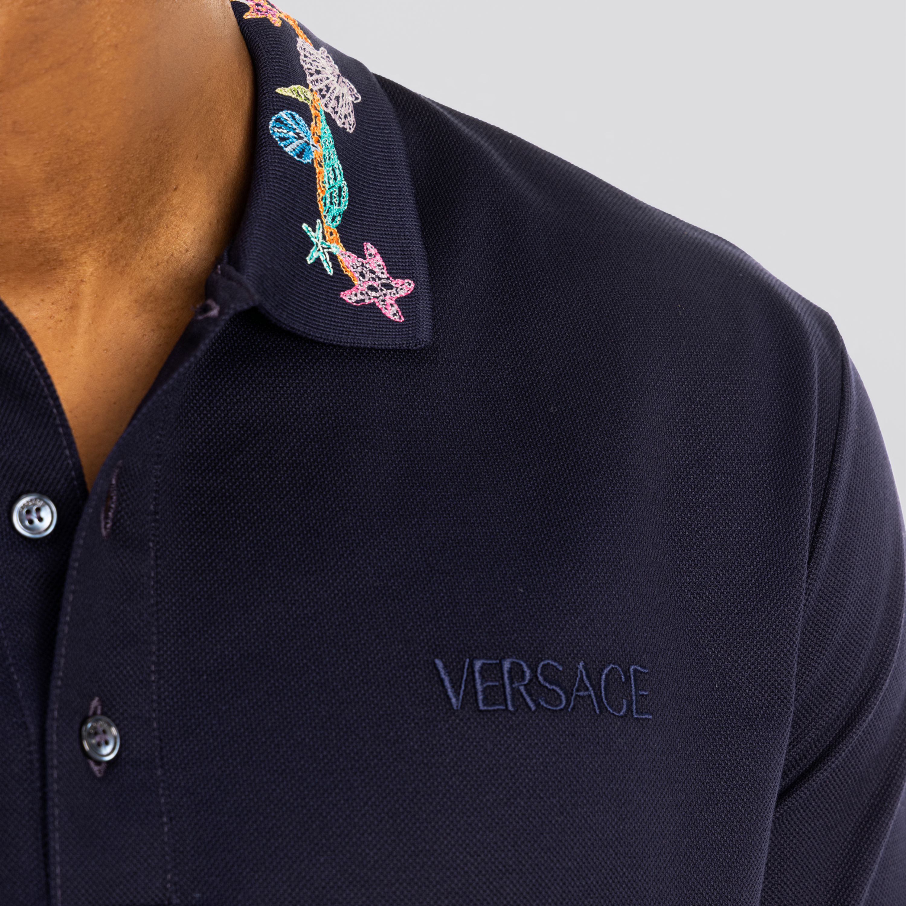 Camiseta Tipo Polo Azul Versace Coral