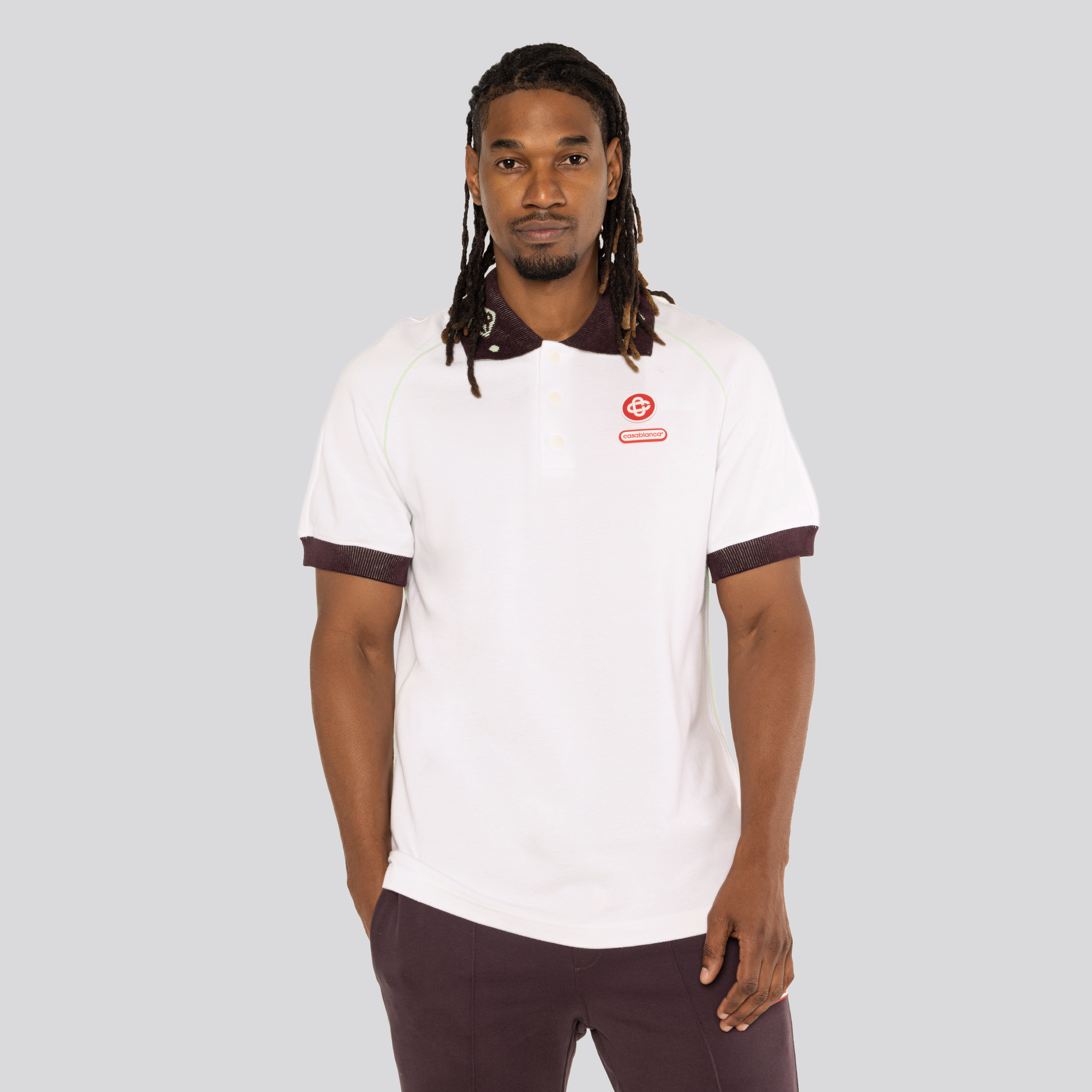 Camiseta Tipo Polo Blanco Casablanca Chenille Collar