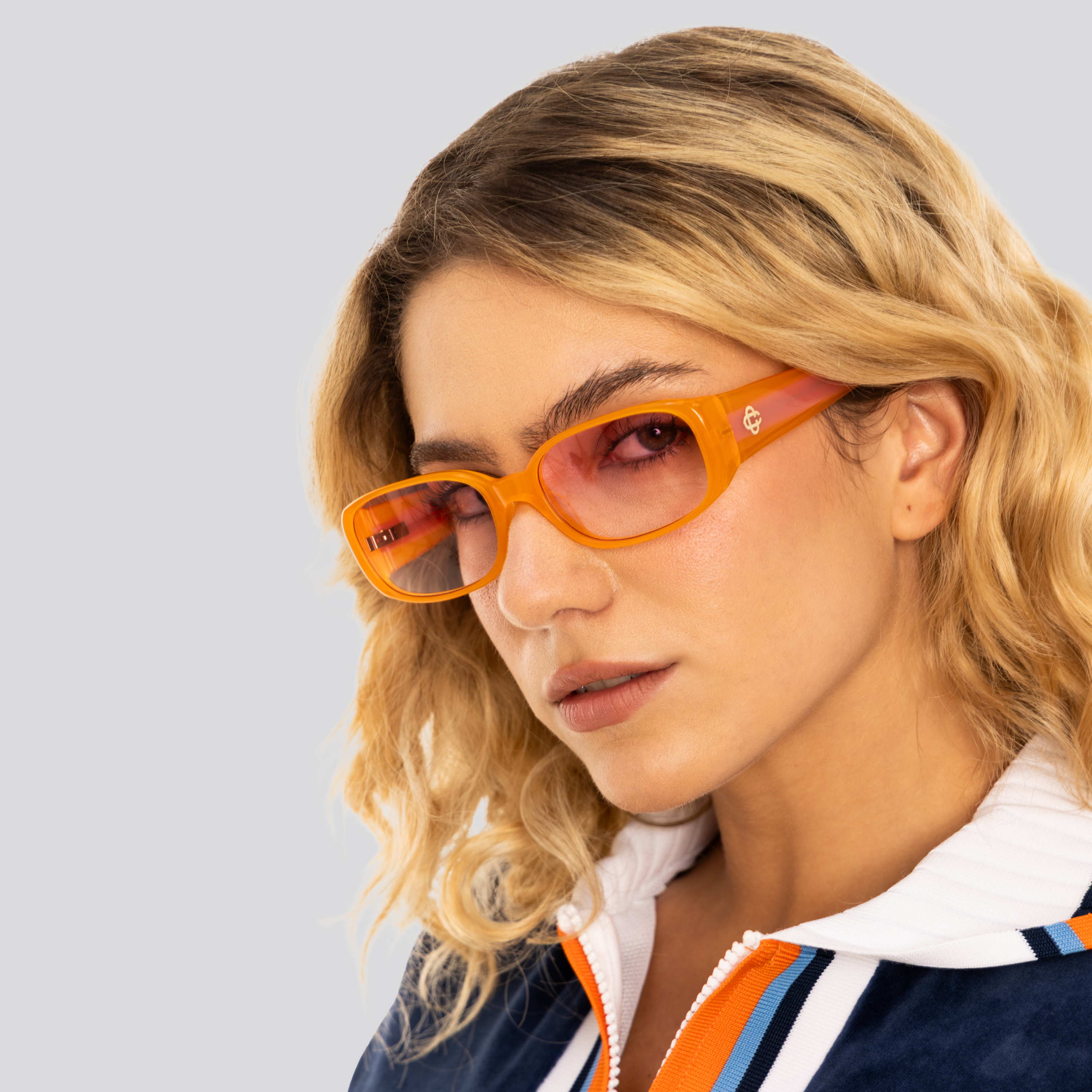 Gafas Naranjas Casablanca Oval Stripe Acetate Sunglasses