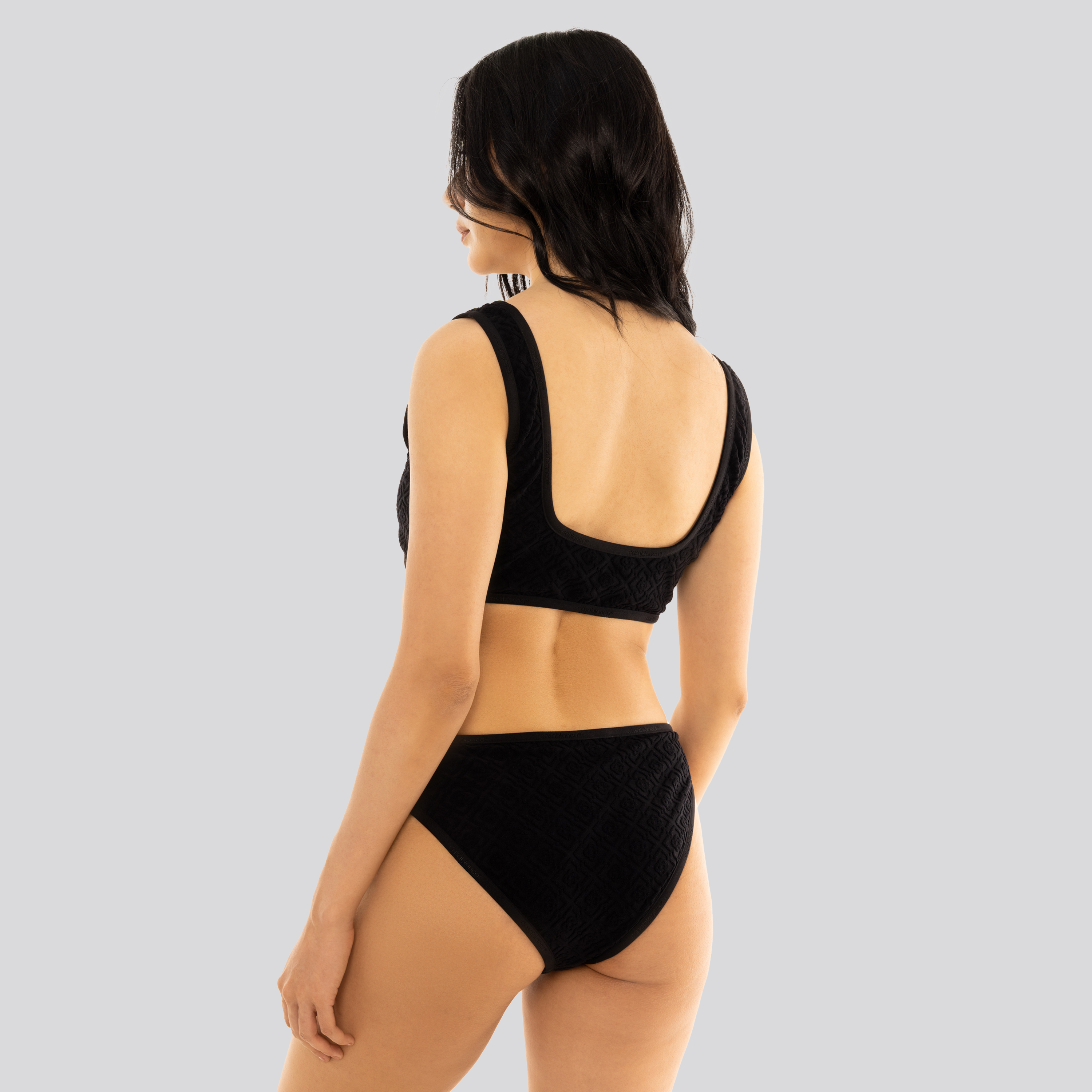 Bikini Top Negro Casablanca Monogram Jacquard