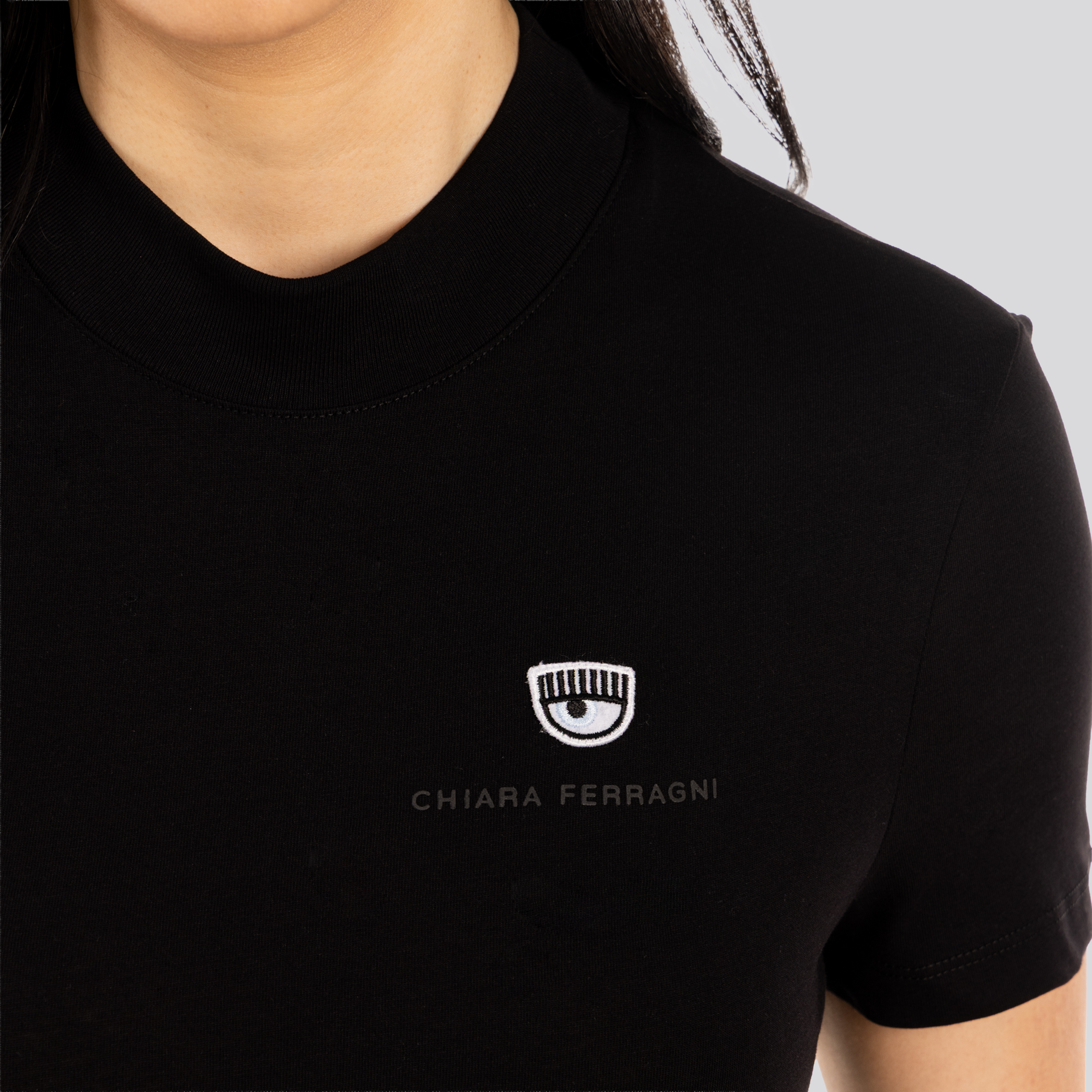 Camiseta Negra Chiara Ferragni Mini Chest Logo