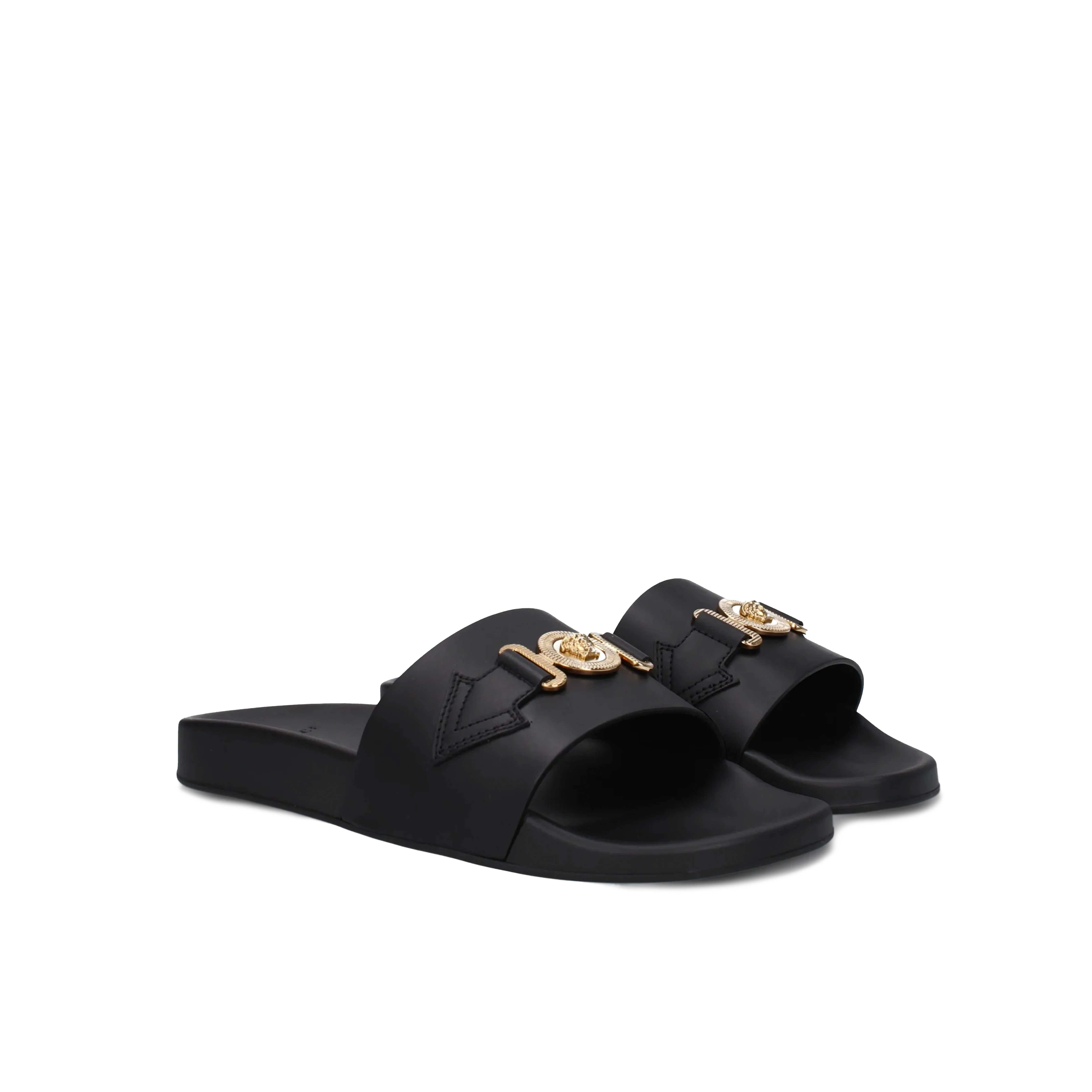 Sandalias Negras Versace Dorada Medusa