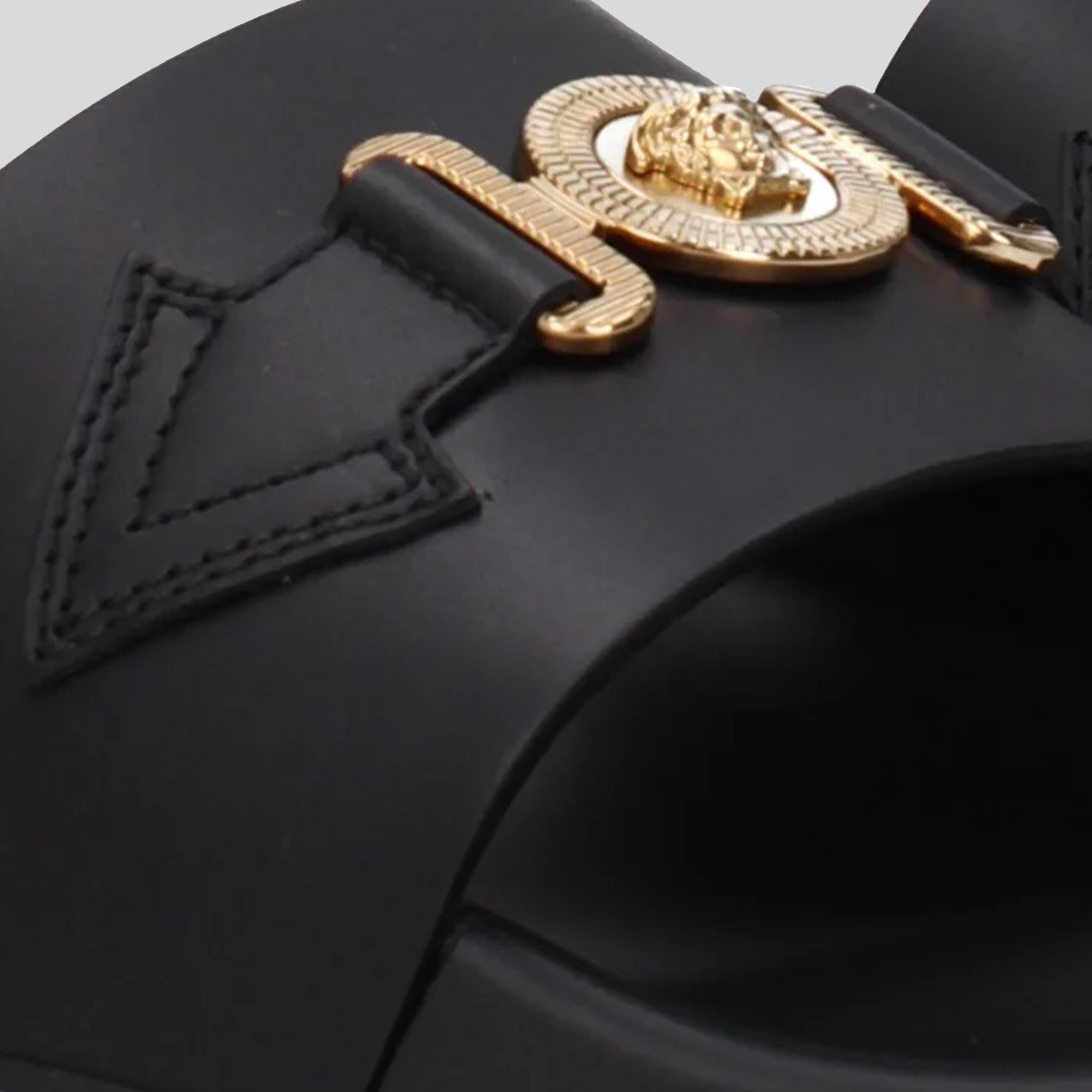 Sandalias Negras Versace Dorada Medusa