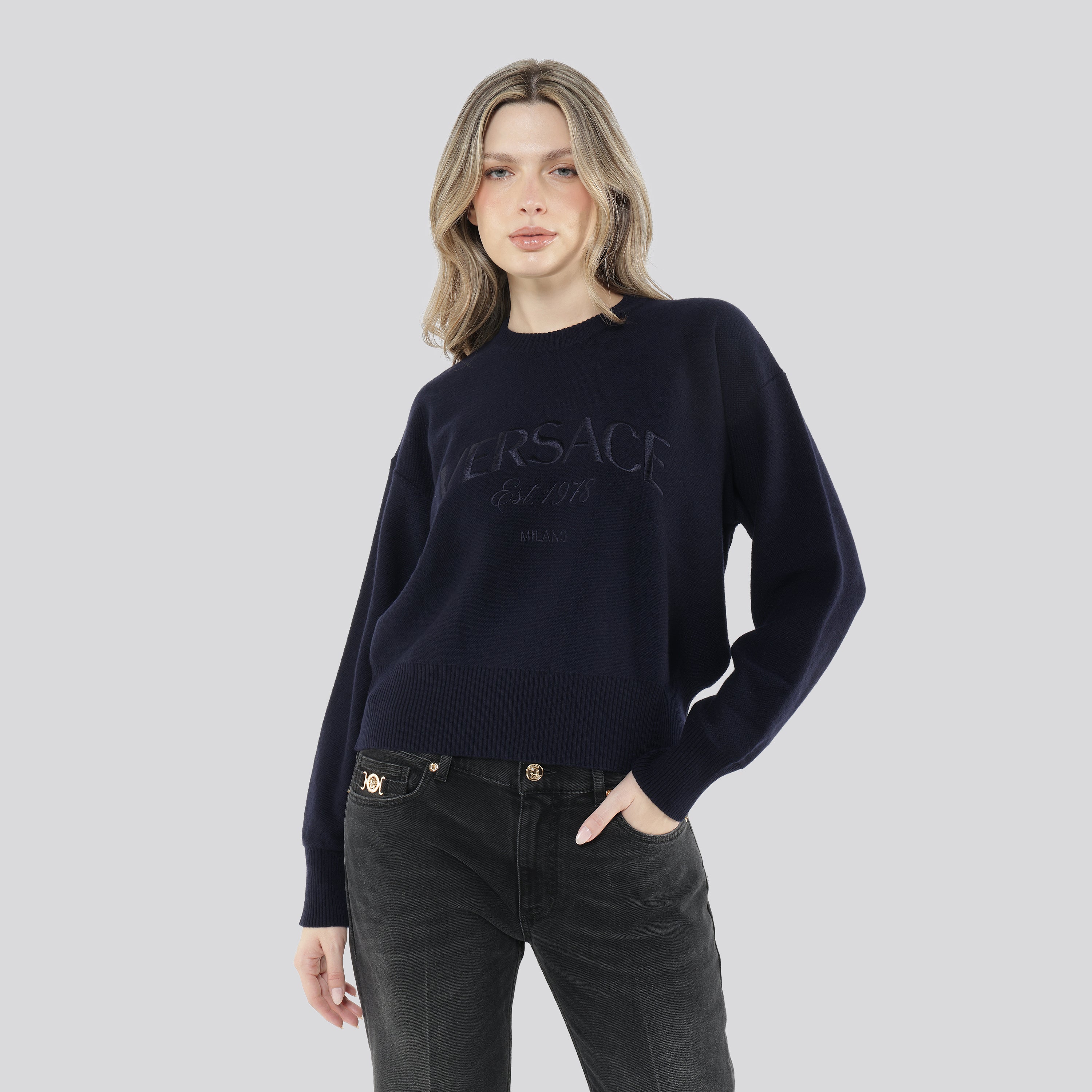 Buzo Azul Versace Embroidered