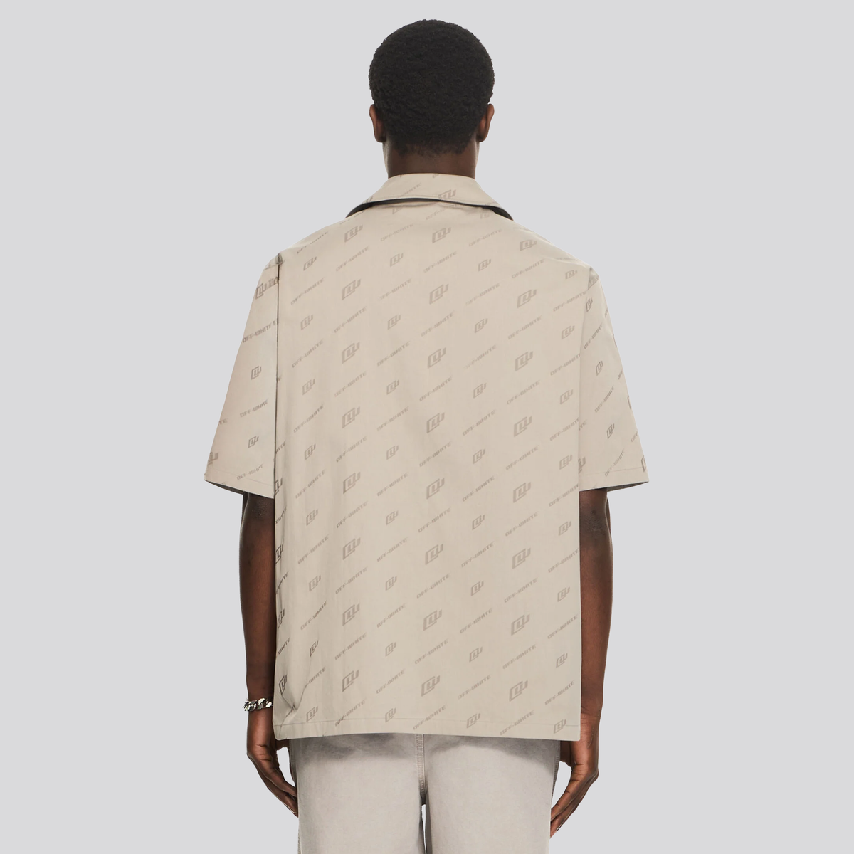 Camisa Gris Off-White Stone Grey Jacquard Bowling