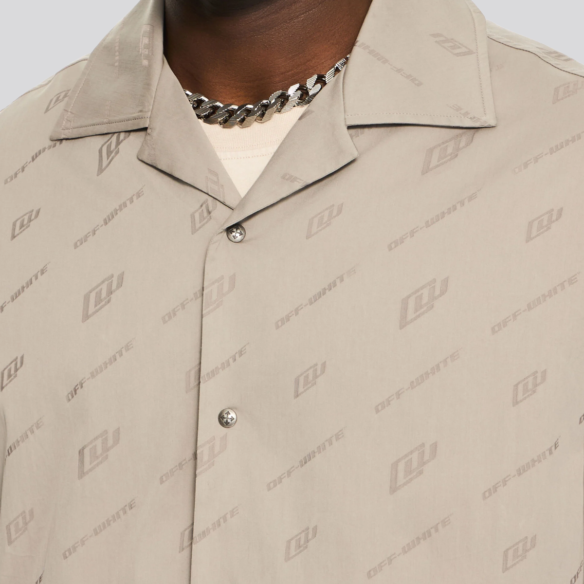 Camisa Gris Off-White Stone Grey Jacquard Bowling