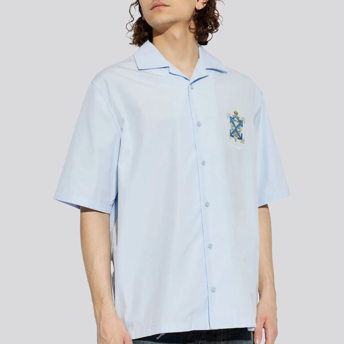 Camisa Celeste Off-White Blue Pop Bowling Aral Arrow