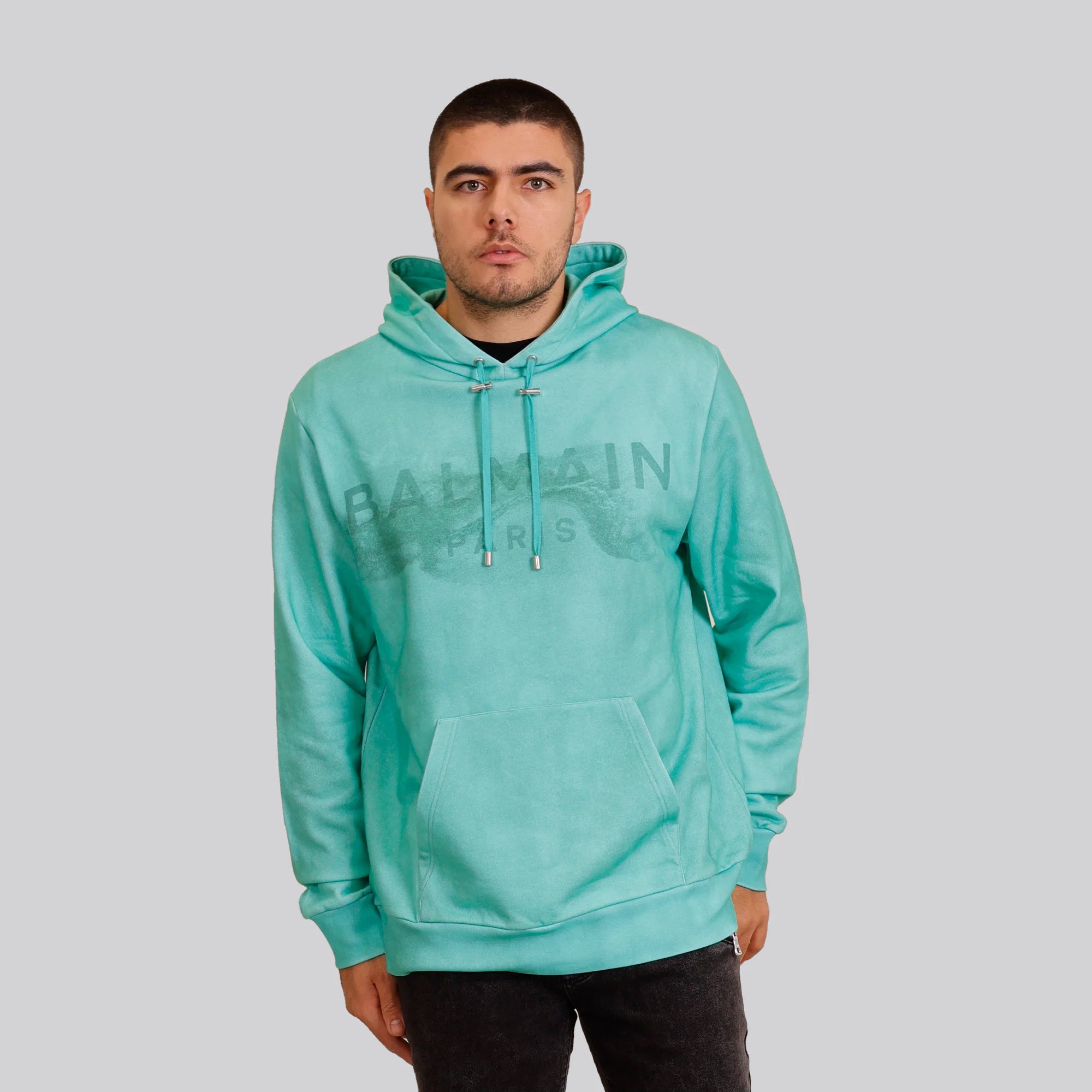 Buzo Tipo Hoodie Verde Balmain Desert