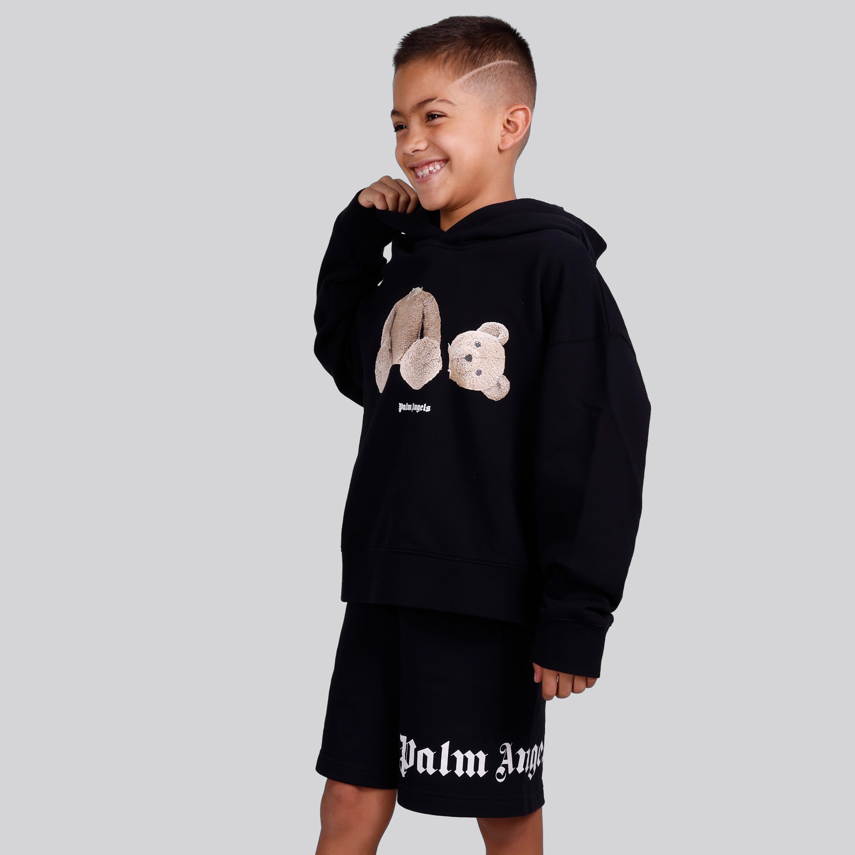 Buzo Tipo Hoodie Negro Palm Angels Curved Logo