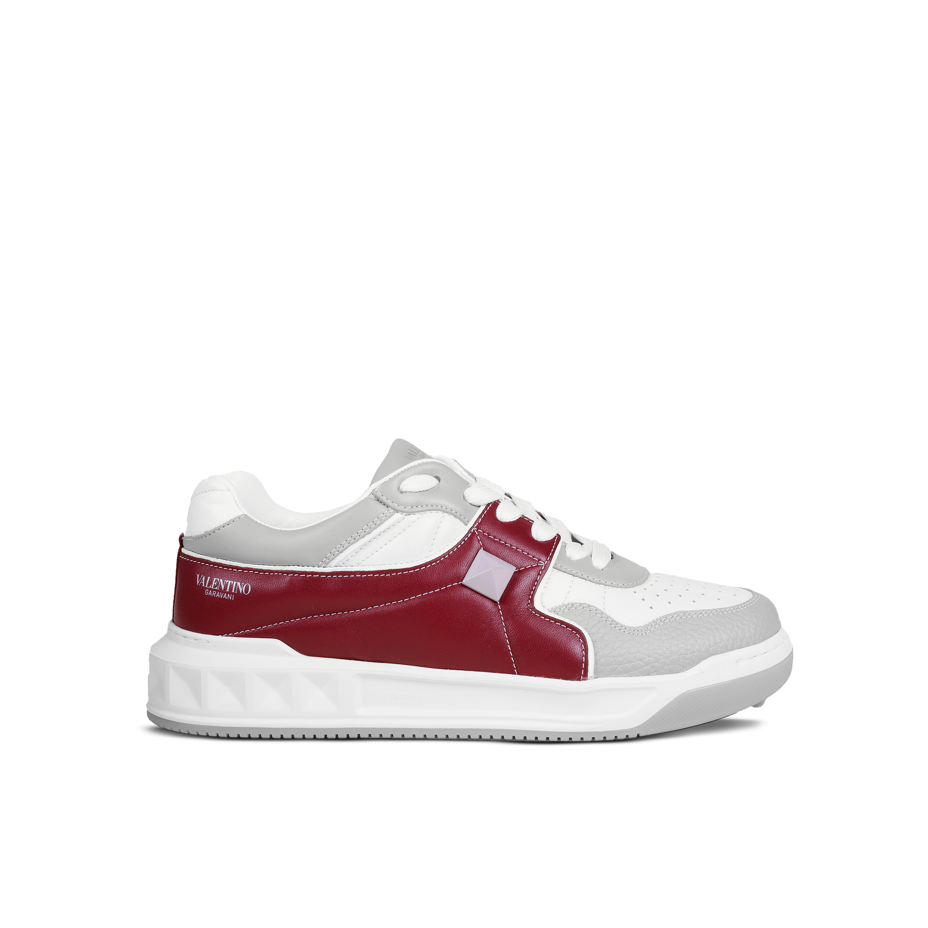 Sneakers Valentino Gris-Dark Red Roman Stud