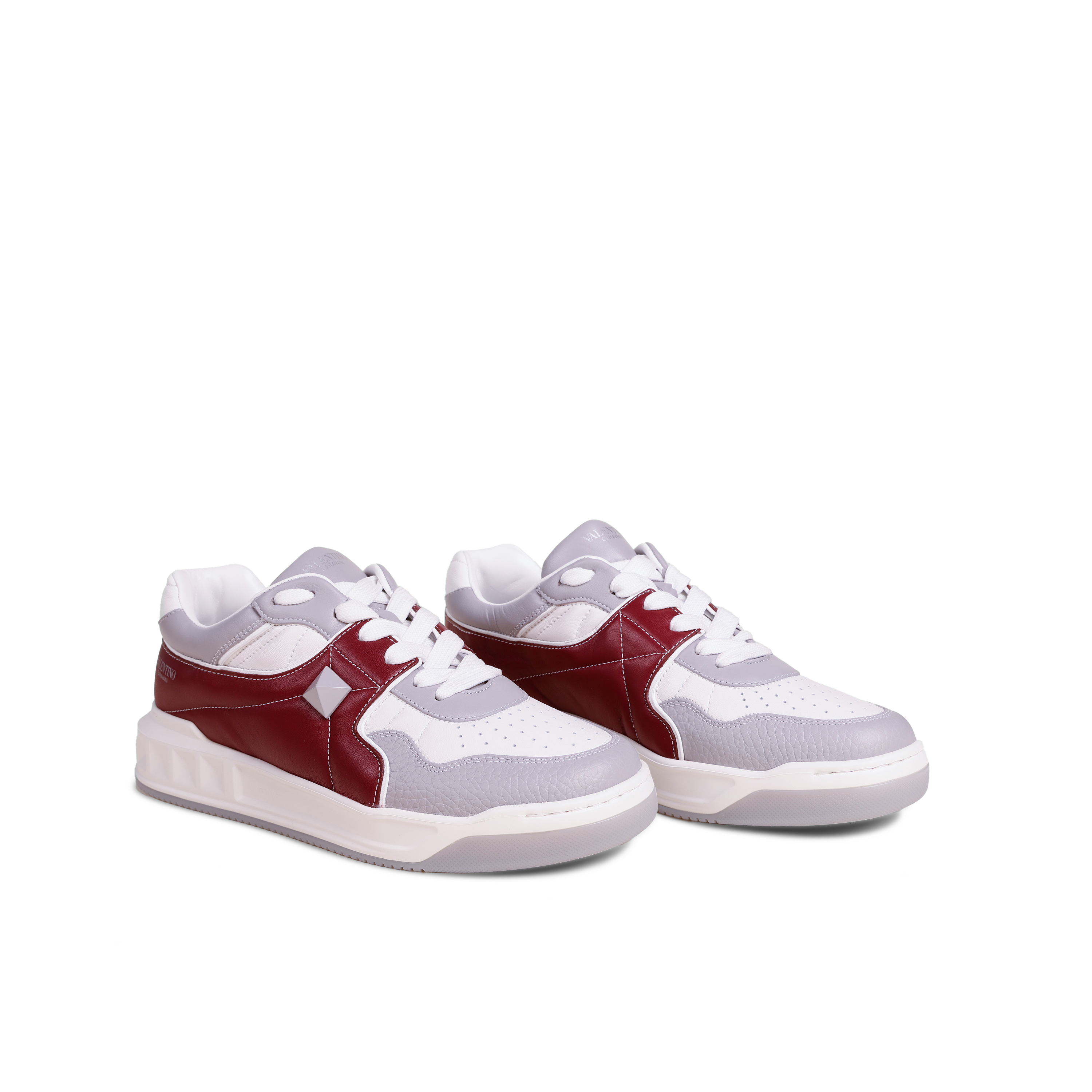 Sneakers Valentino Gris-Dark Red Roman Stud
