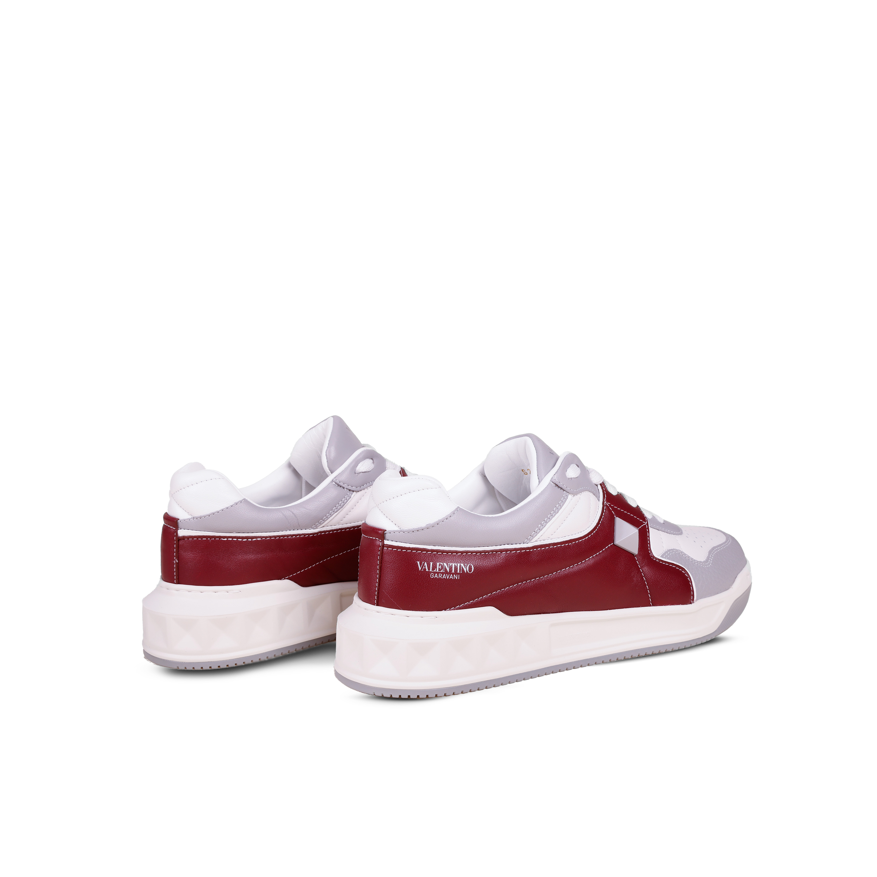 Sneakers Valentino Gris-Dark Red Roman Stud