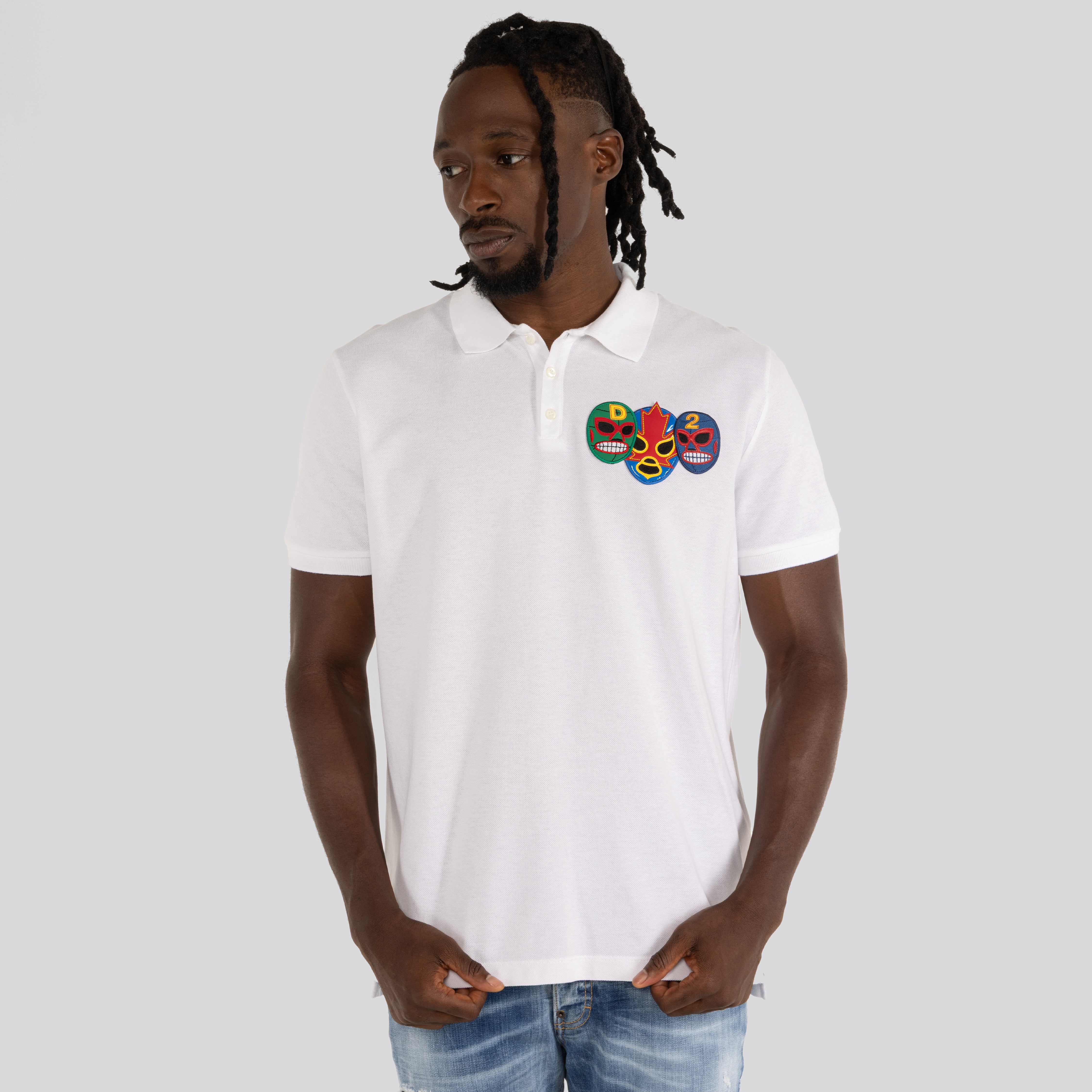 Camiseta Tipo Polo Blanca Dsquared2 Patch