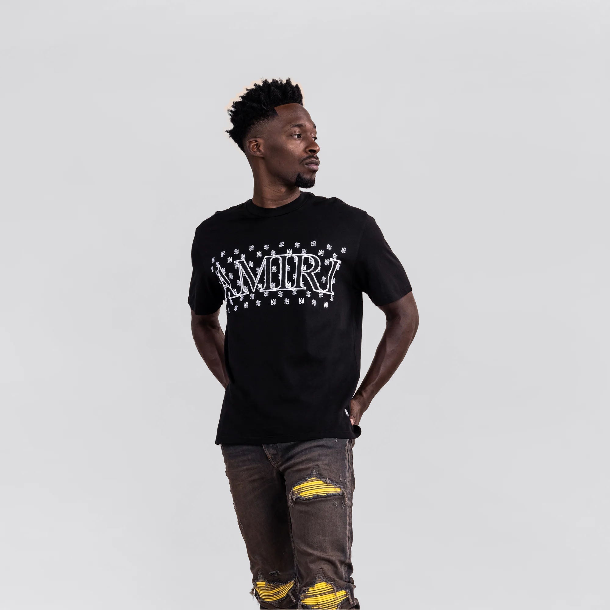 Camiseta Negra AMIRI Multi Mini Logo