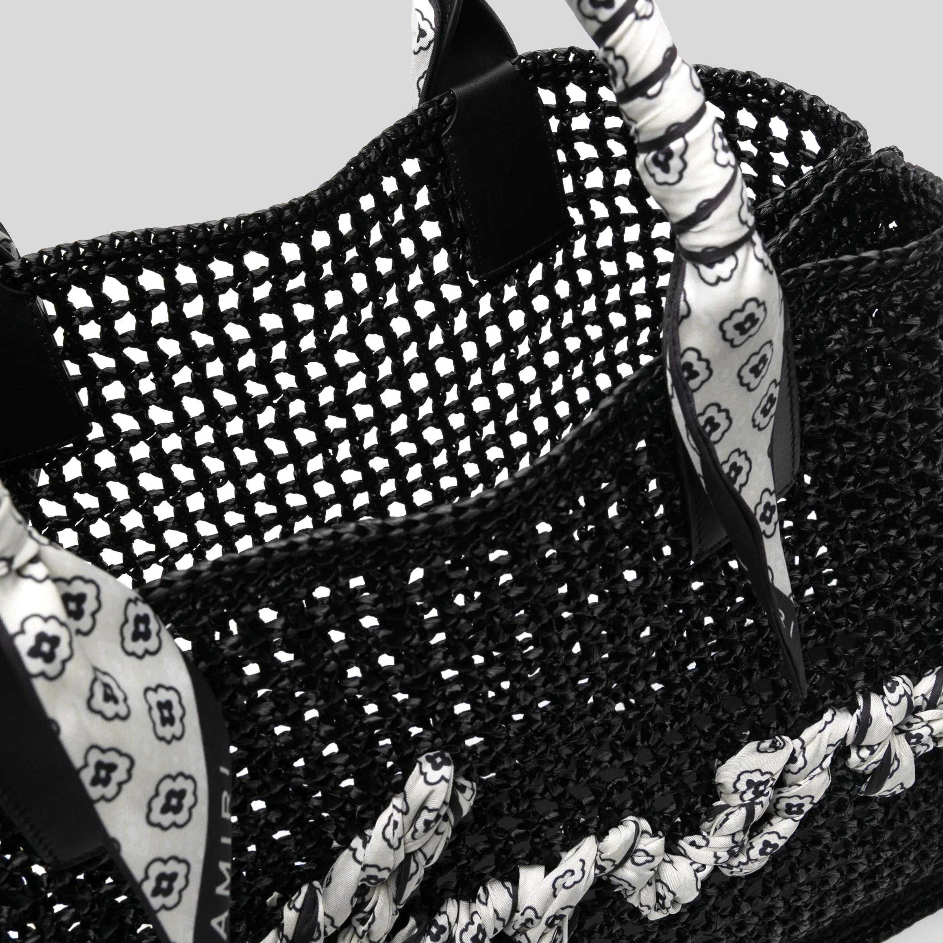 Cartera Negra AMIRI Open Weave Raffia Tote