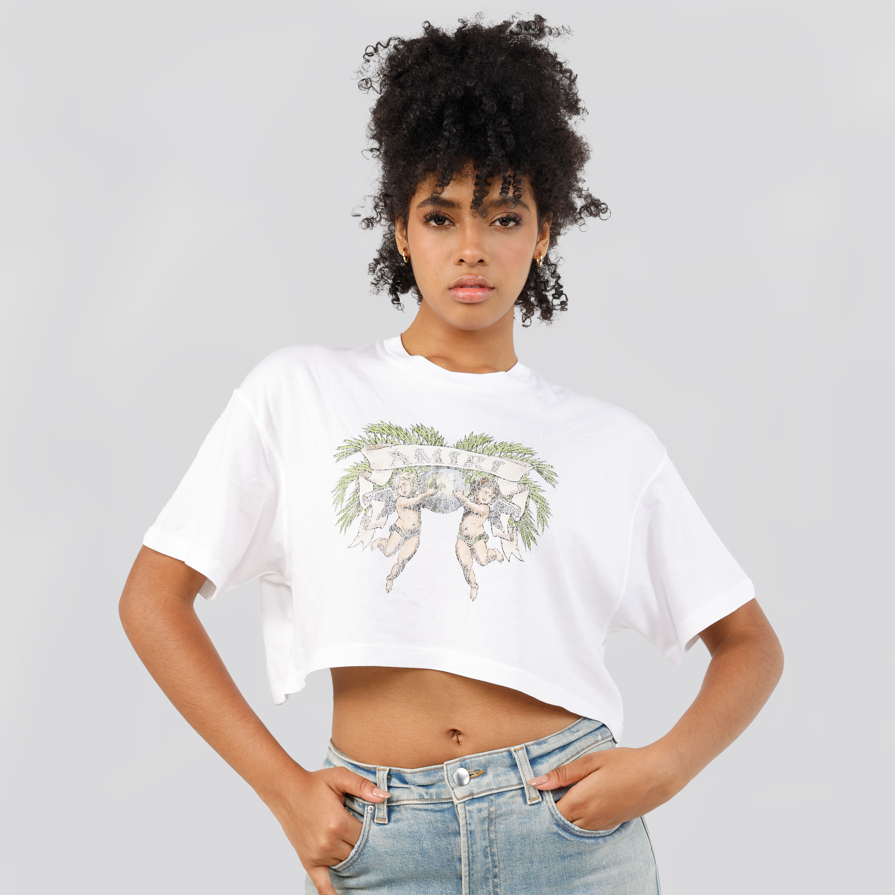 Camiseta Blanca AMIRI Cherub Cropped