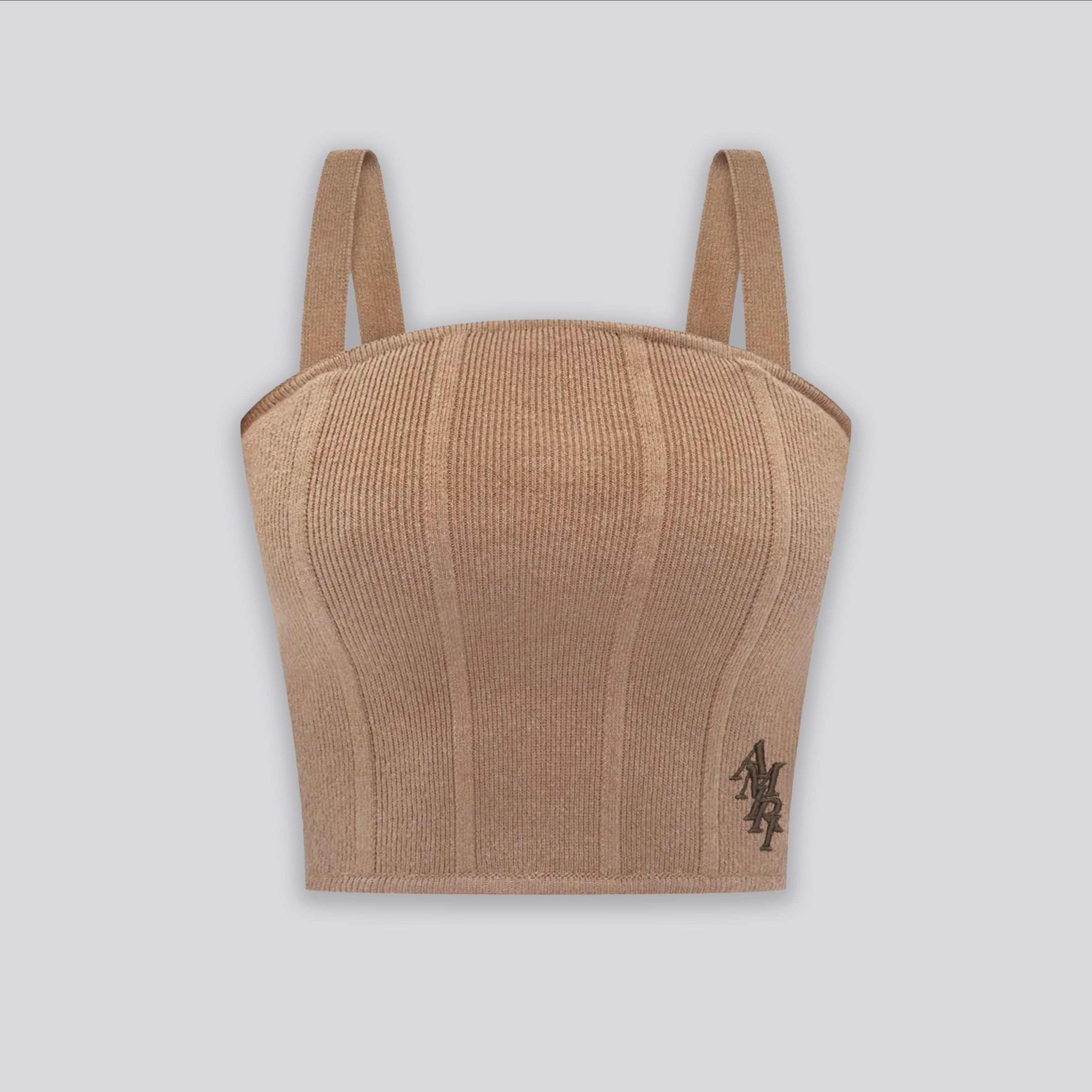 Top Camel AMIRI Stack Knit Bustier