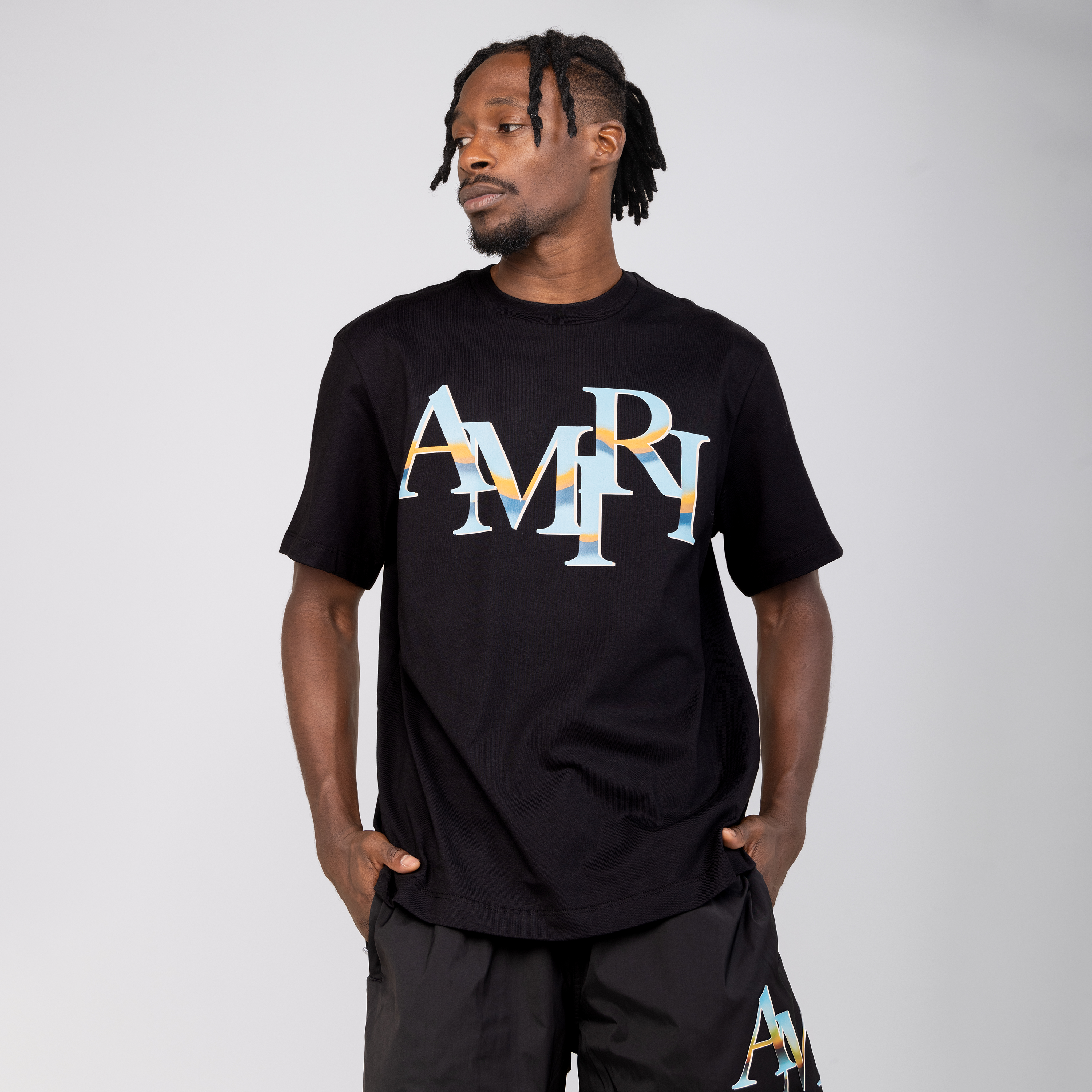 Camiseta Negra AMIRI Staggered Chrome