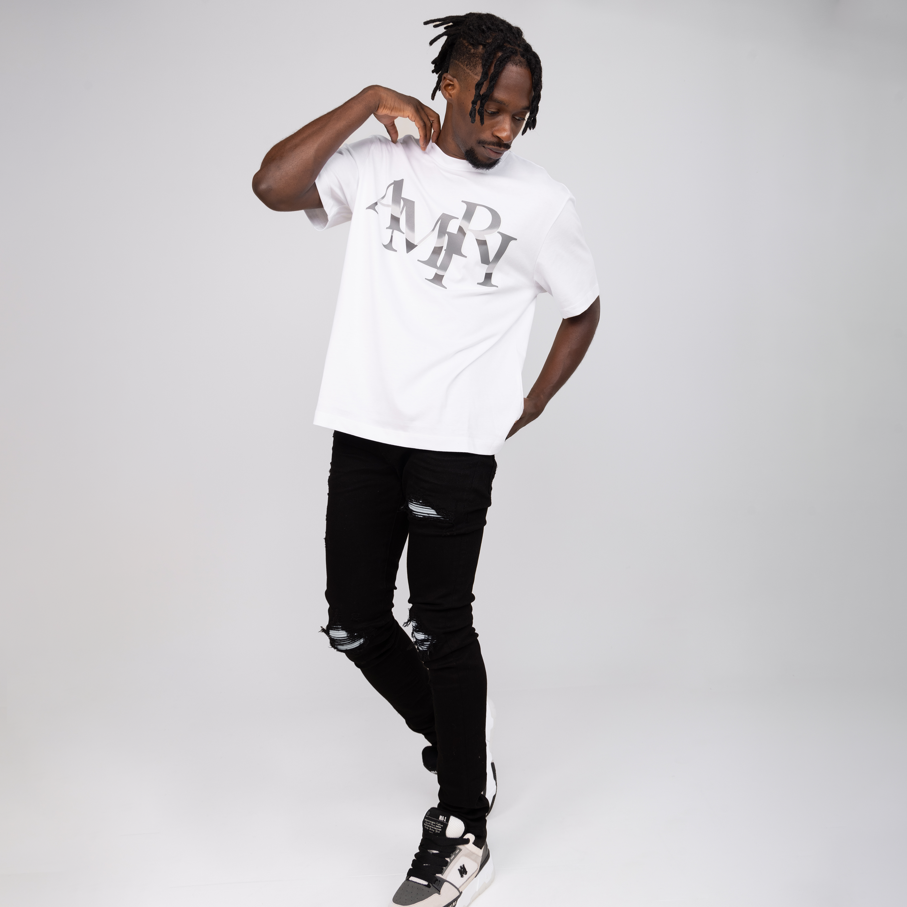 Camiseta Blanca AMIRI Staggered Chrome