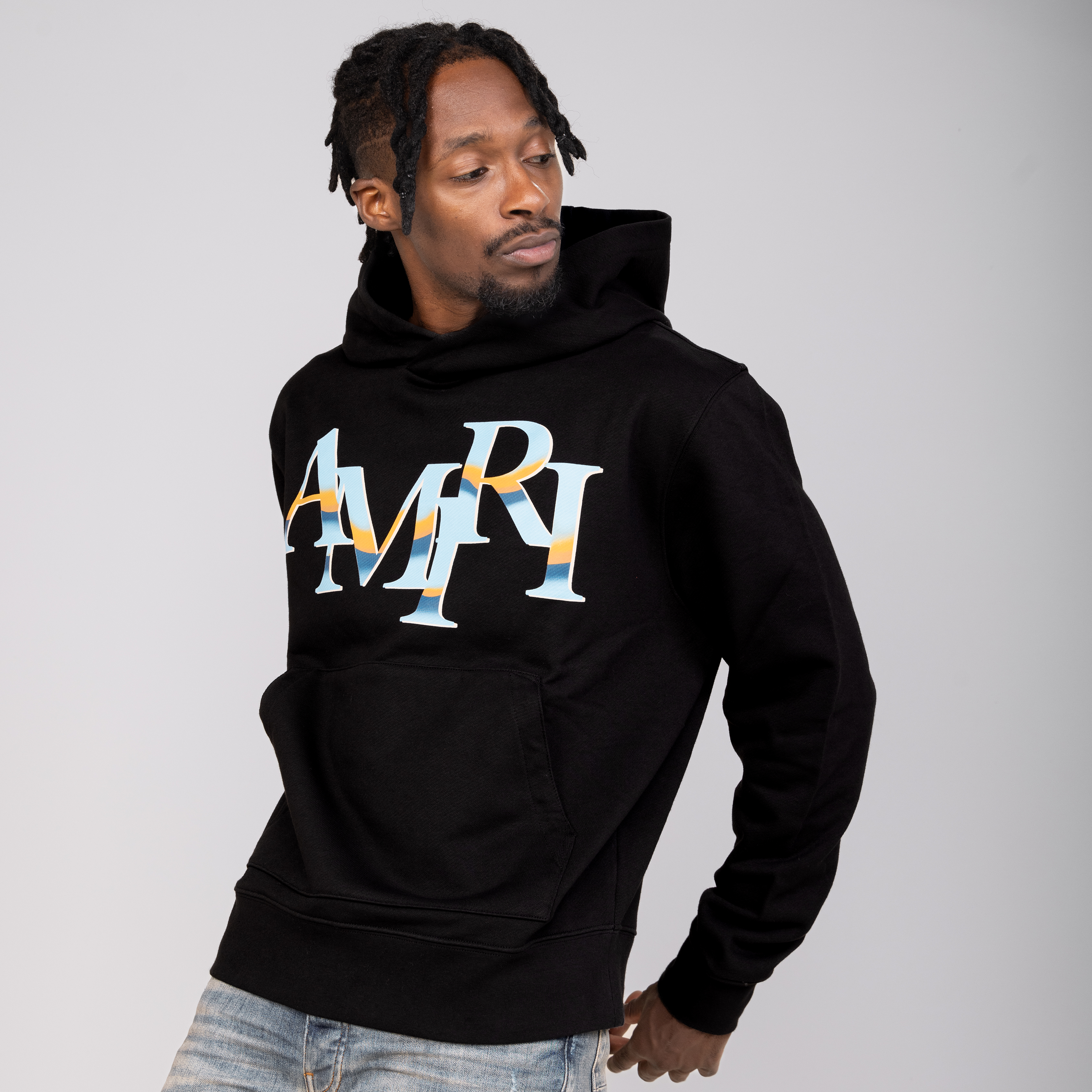 Buzo Tipo Hoodie Negro AMIRI Staggered Chrome