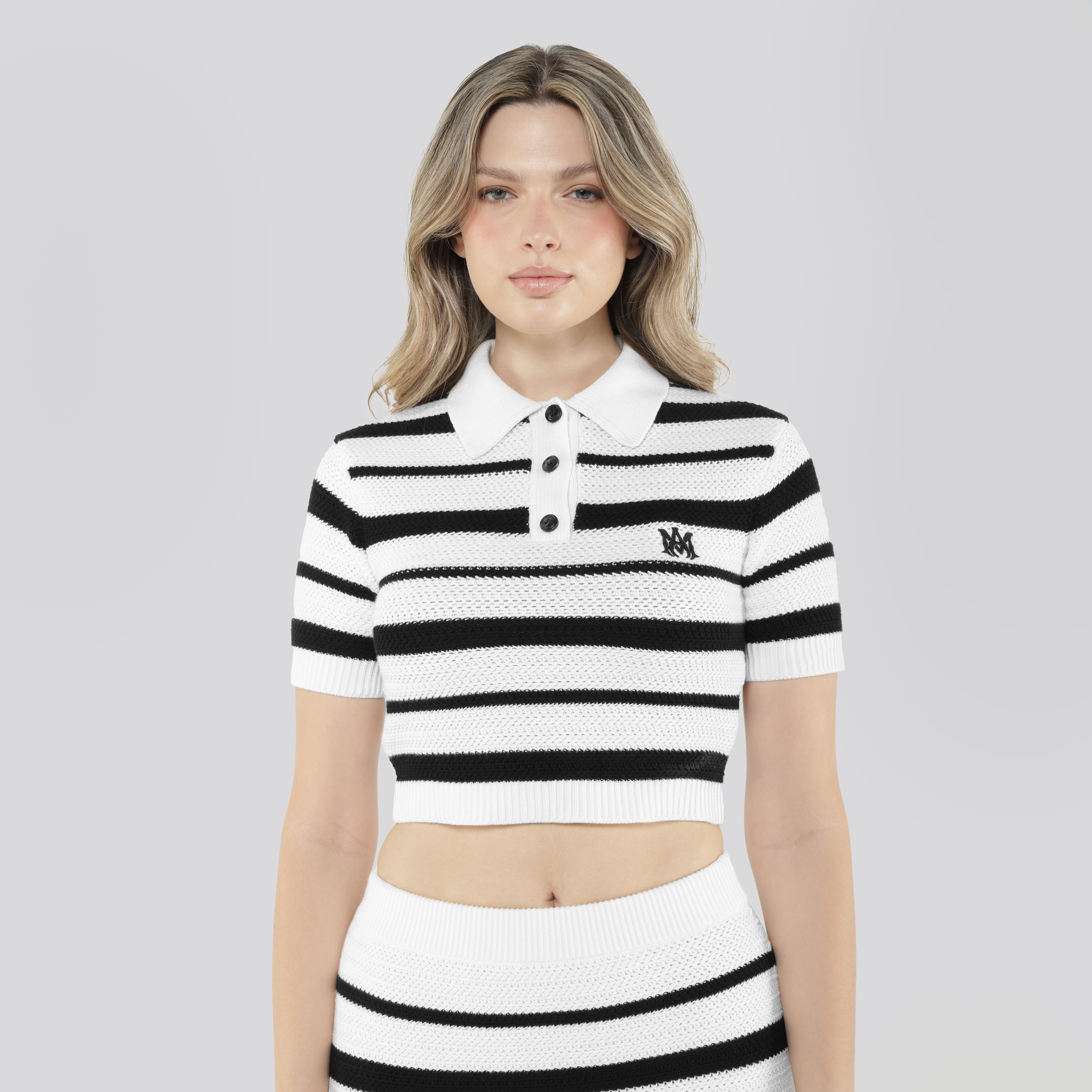 Camiseta Tipo Polo Negro AMIRI MA Striped