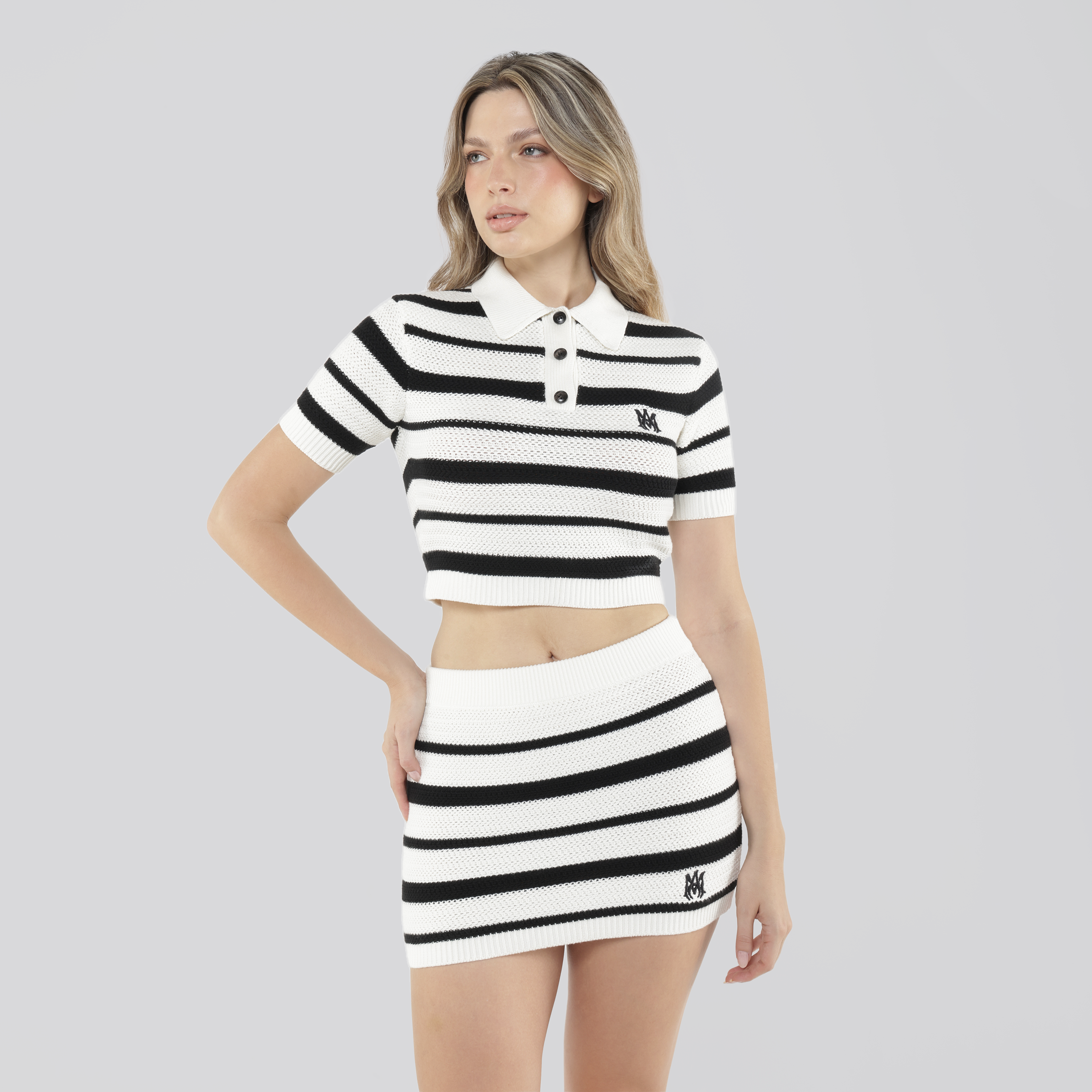 Camiseta Tipo Polo Negro AMIRI MA Striped