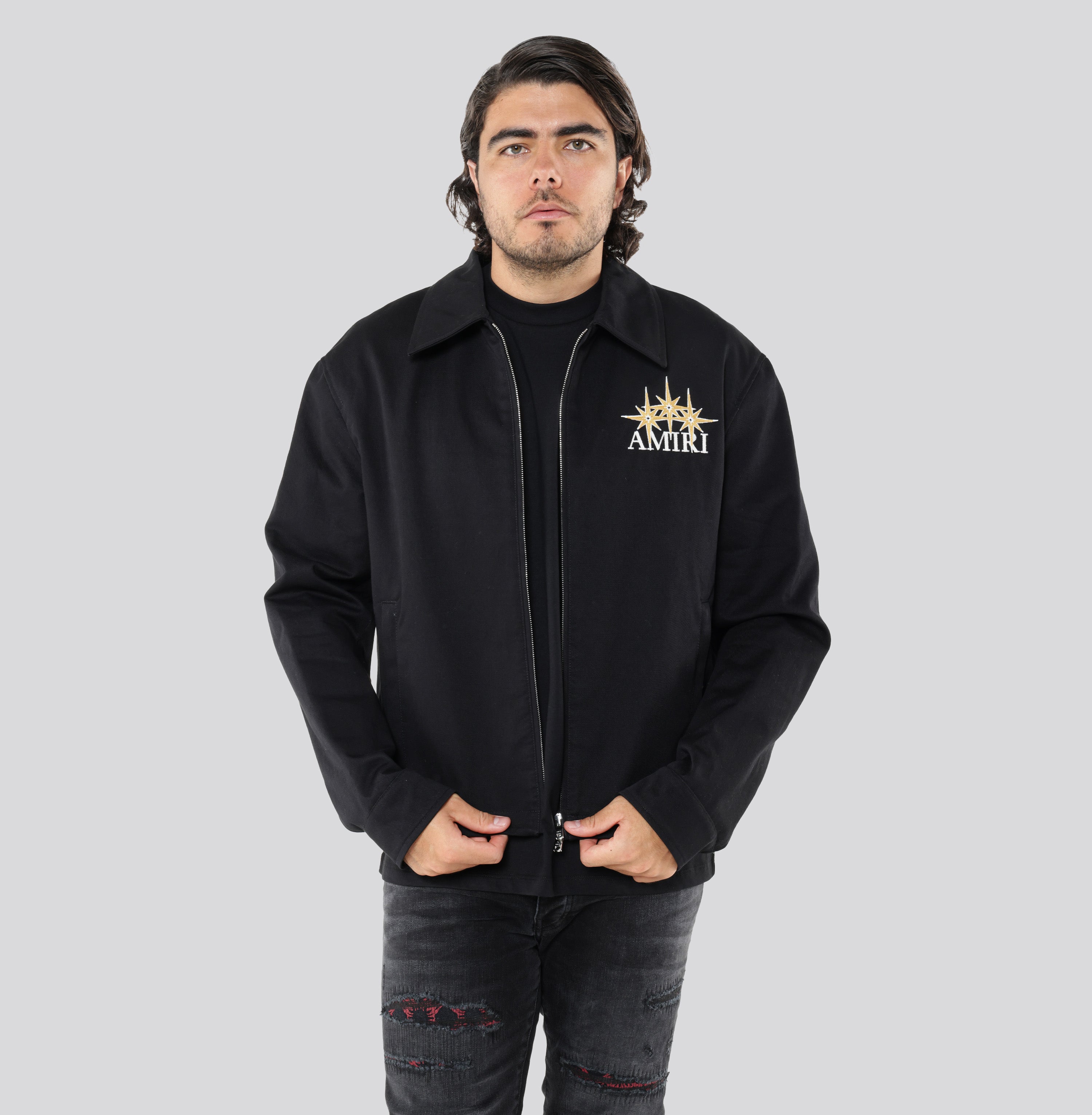 Chaqueta Negra AMIRI Starburst Zip