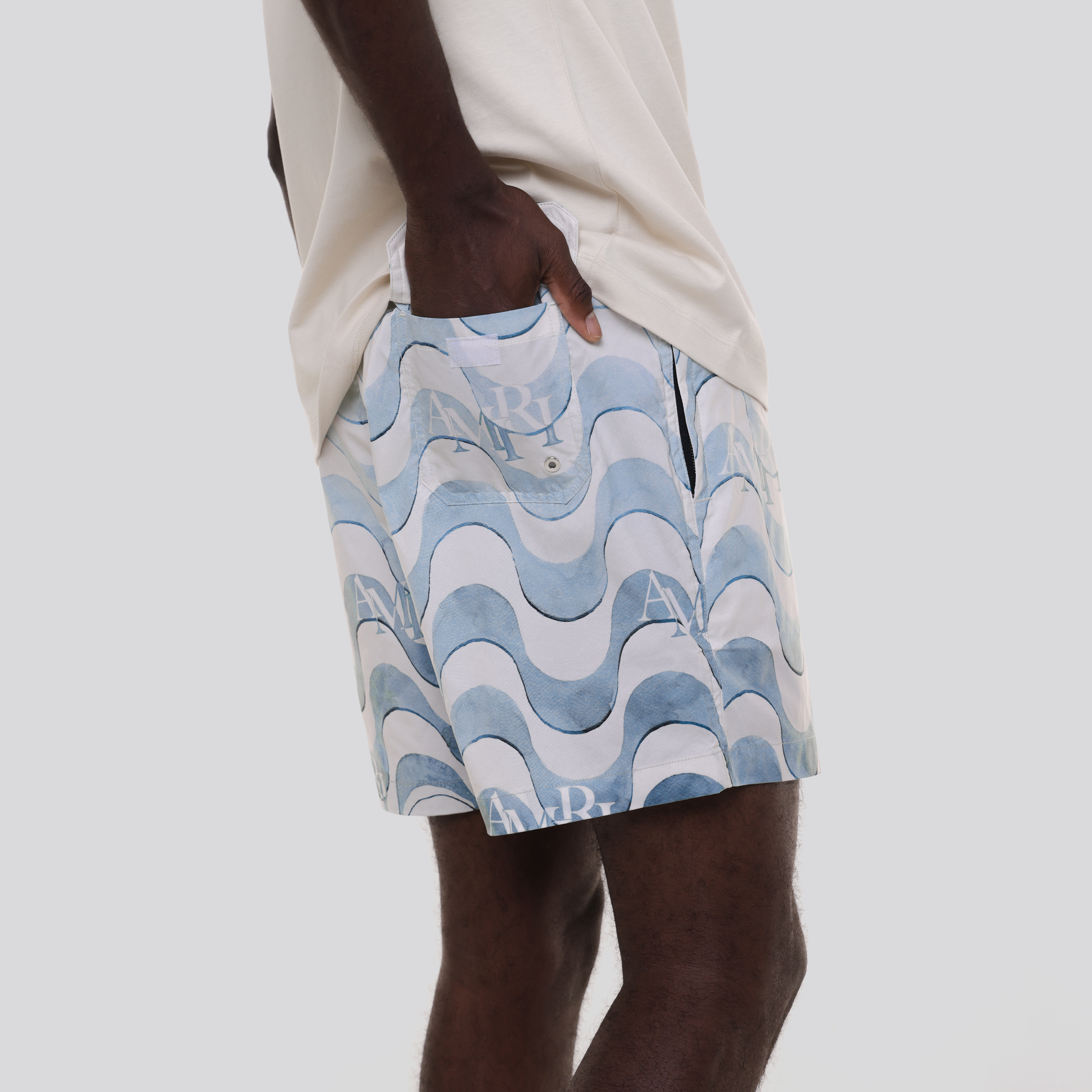 Pantaloneta Azul AMIRI Staggered Wave