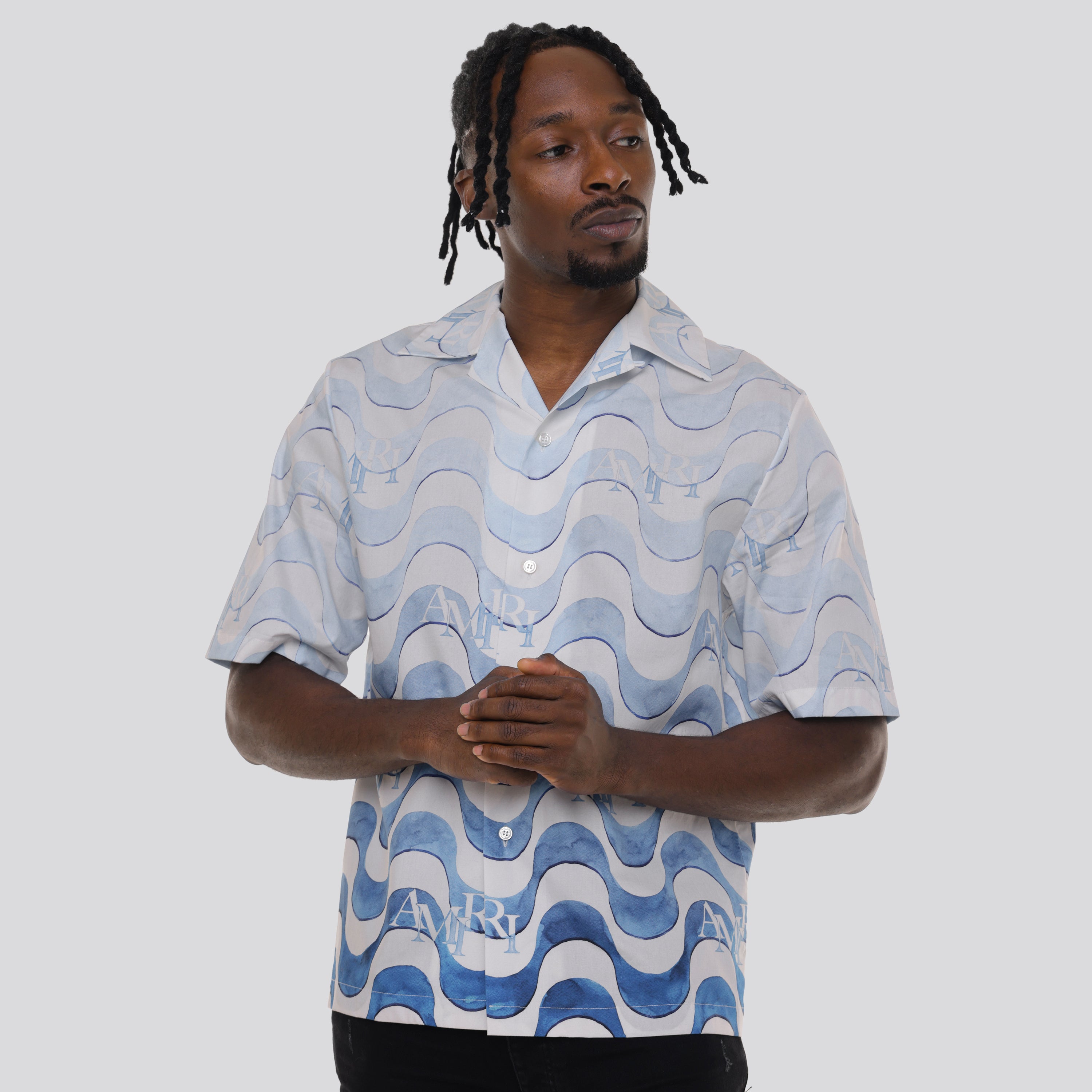 Camisa Azul AMIRI Staggered Wave