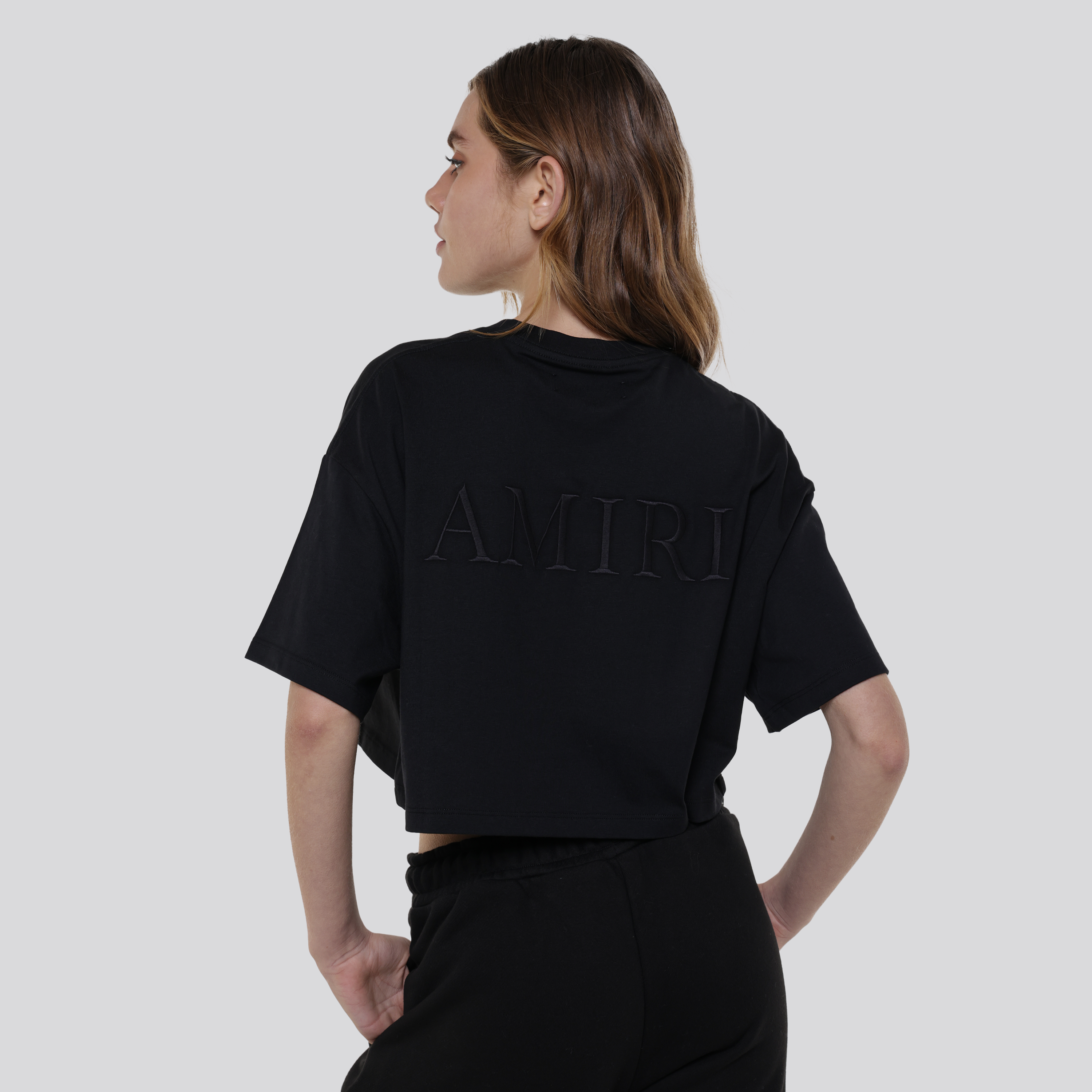 Camiseta Negra AMIRI Embroidered Cropped