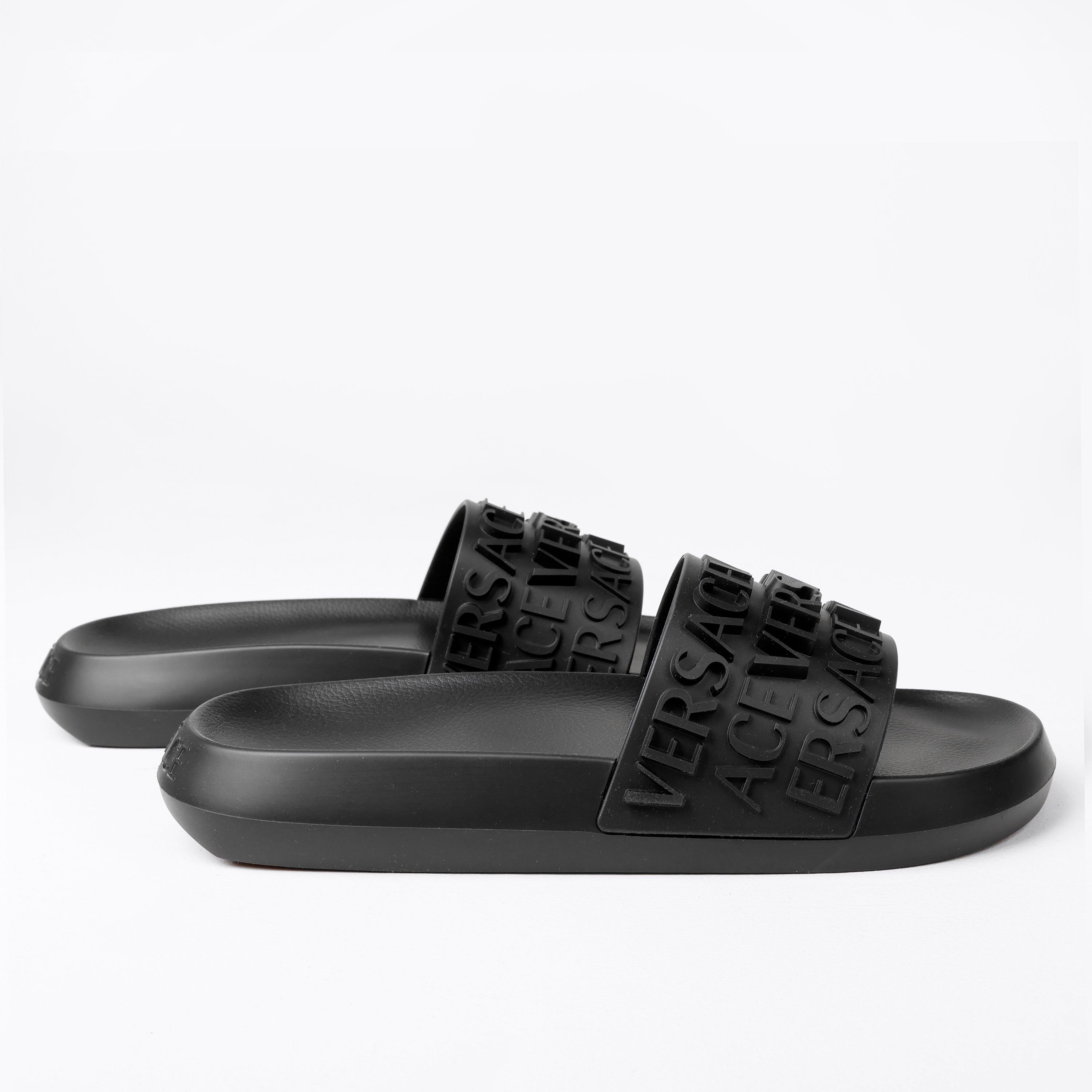 Sandalias Negras Versace Multilogo