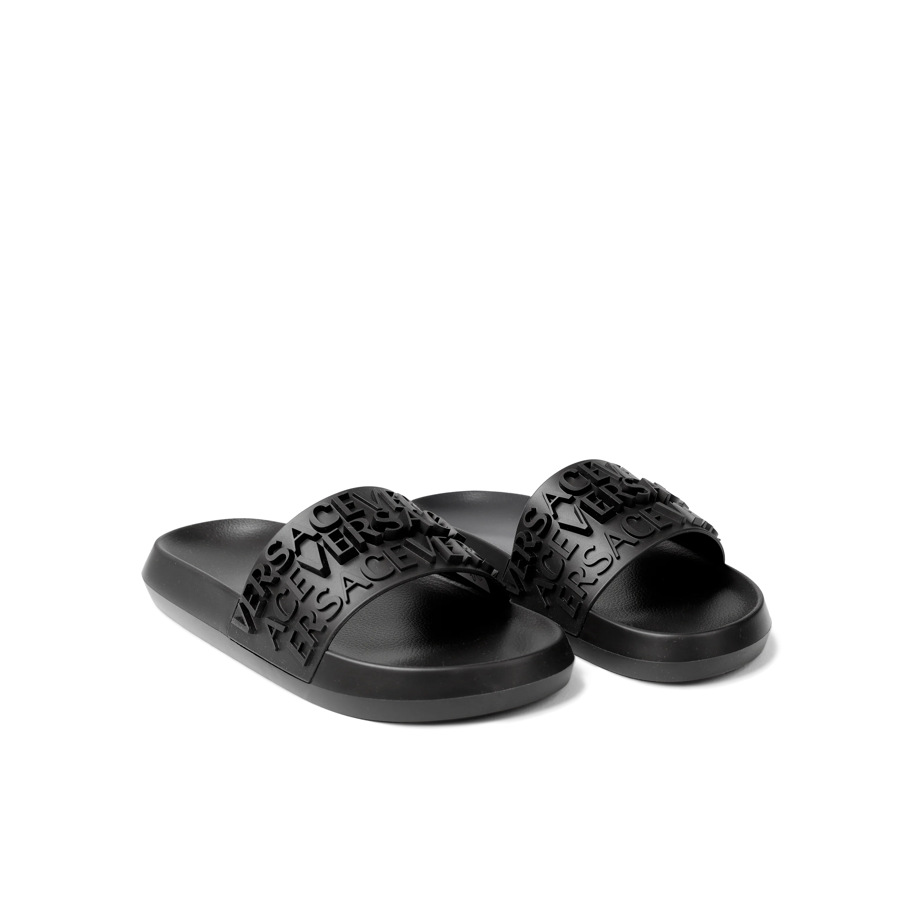 Sandalias Negras Versace Multilogo