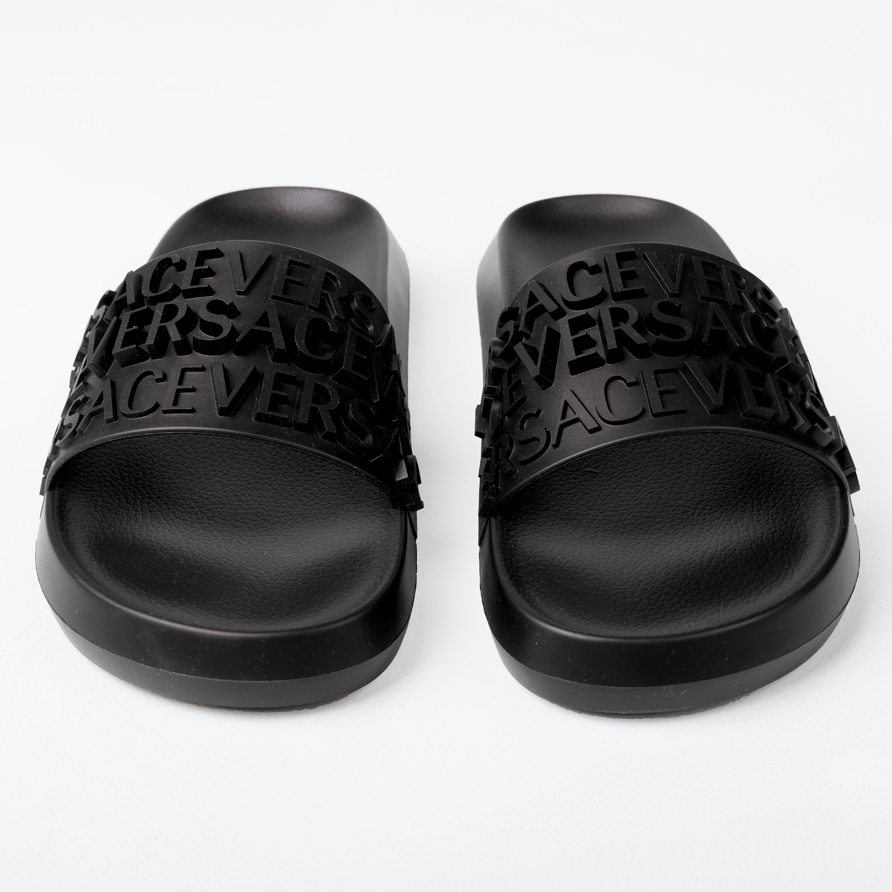 Sandalias Negras Versace Multilogo
