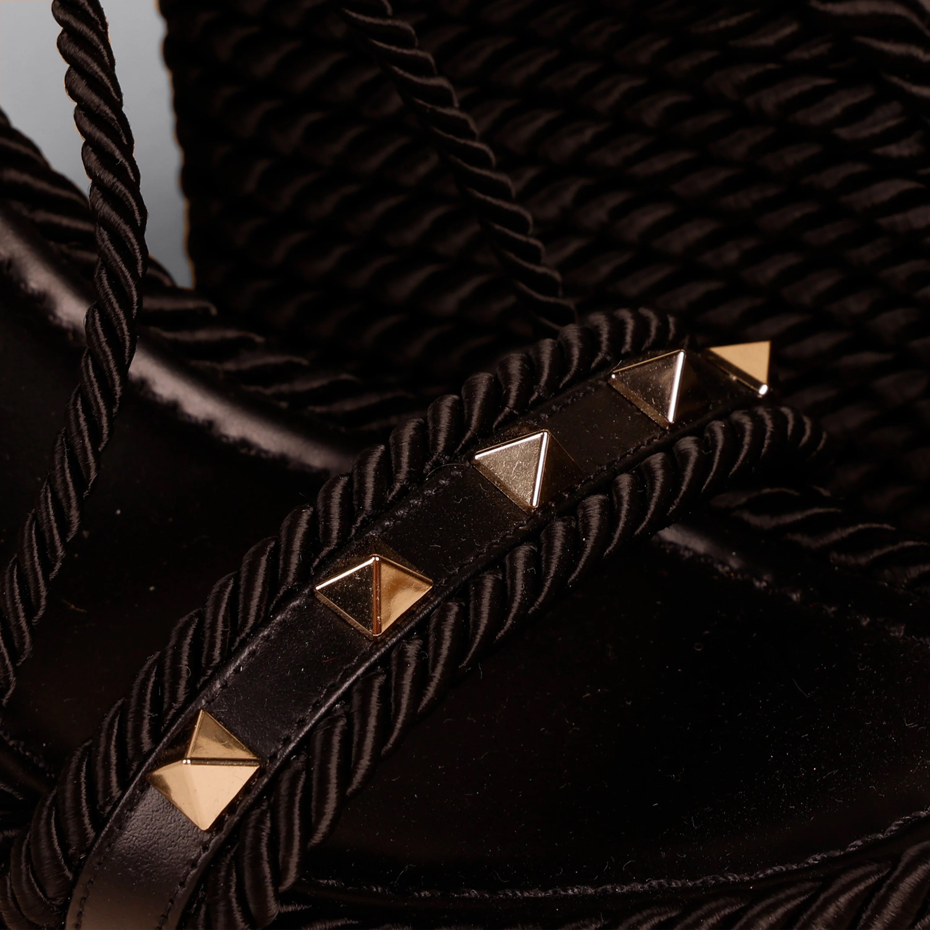 Sandalias de Plataforma Negras Valentino Roman Stud Lace